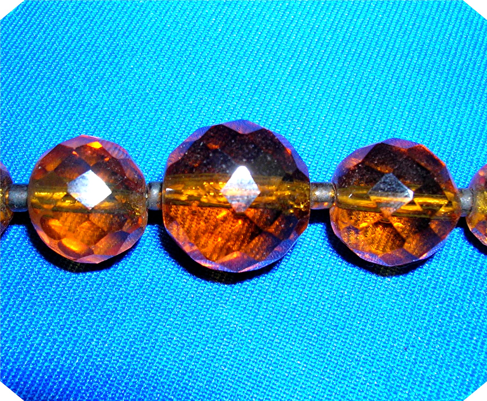 Amber Vintage Faceted Graduated Glass Necklace