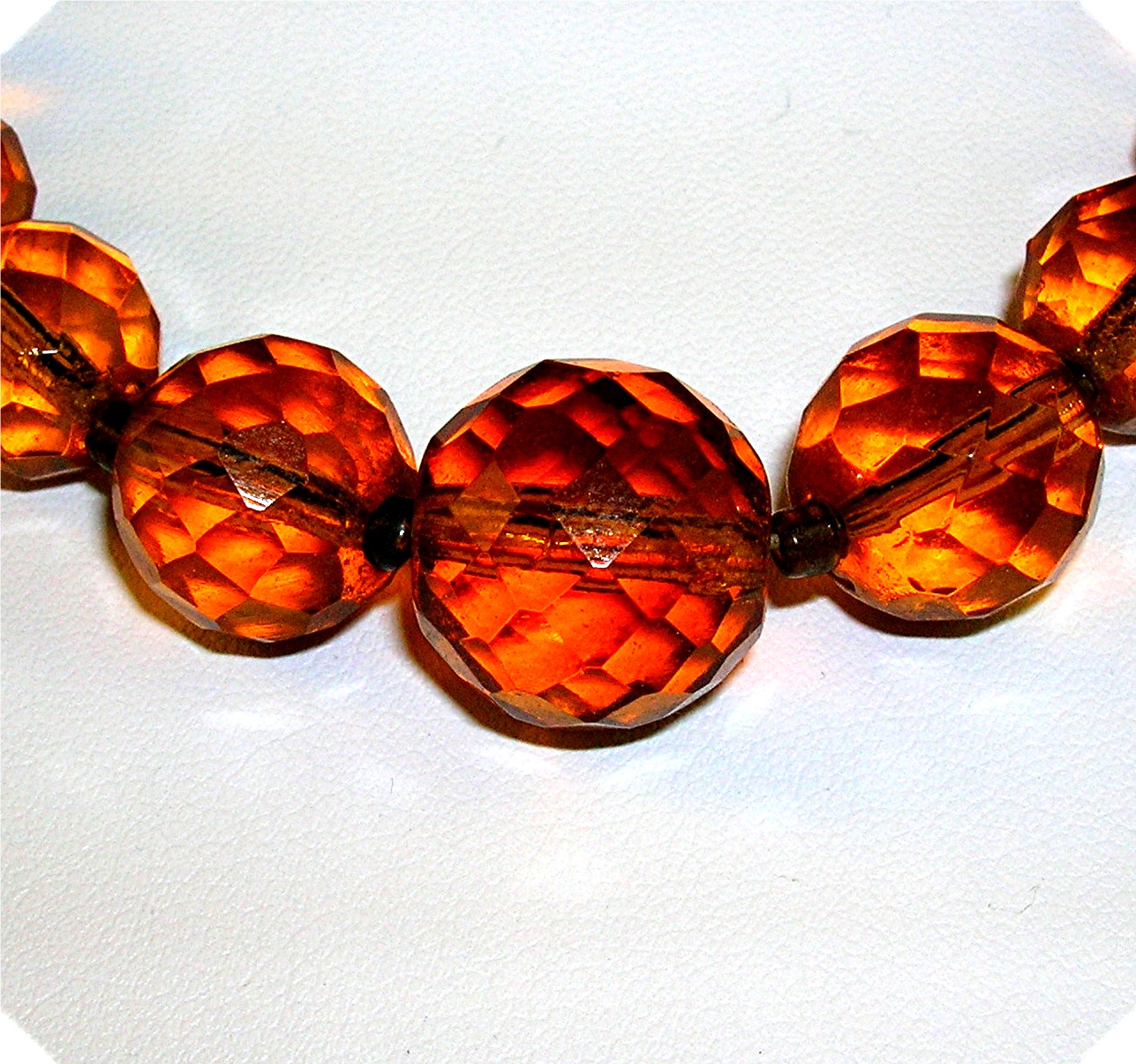 Amber Vintage Faceted Graduated Glass Necklace