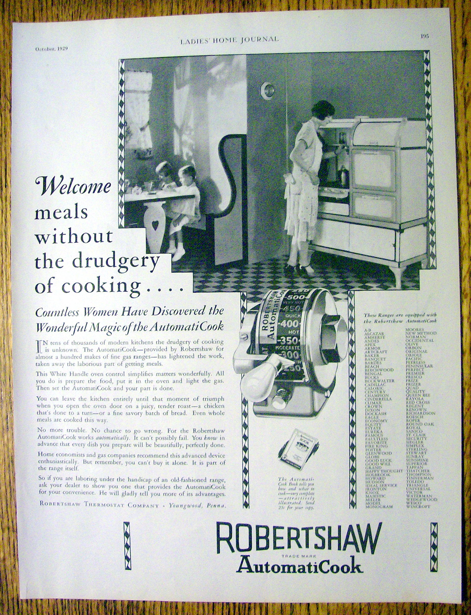 1929 Robertshaw AutomatiCook Stove