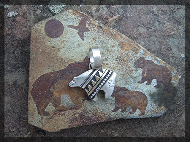 Tommy Singer Bear Sterling Silver Gold Pendant
