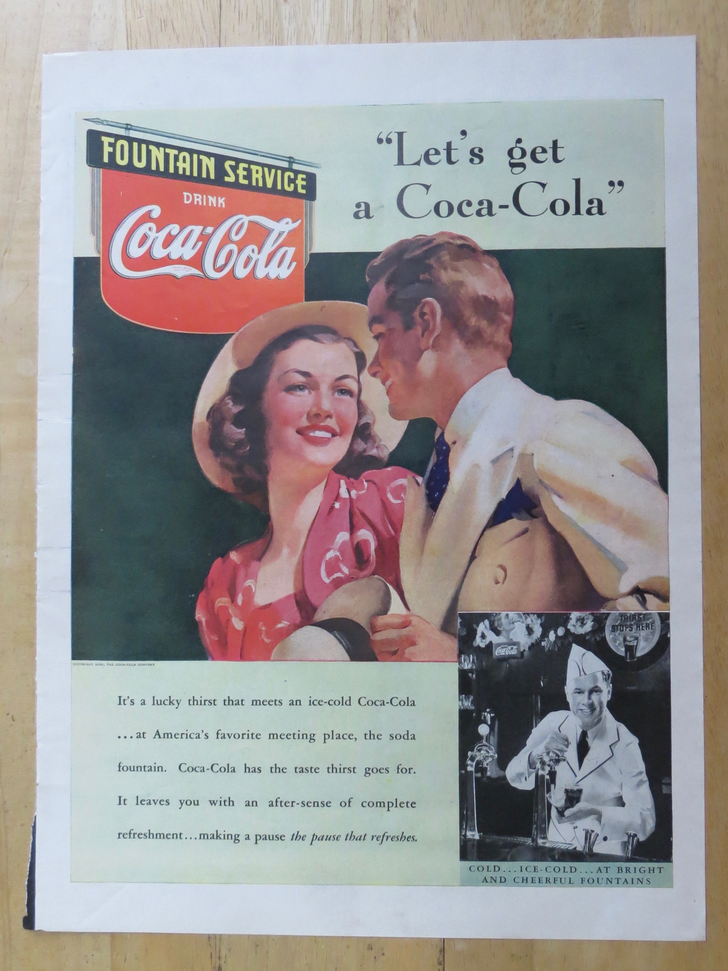 1939 Coca Cola (Coke) with Man & Woman Talking
