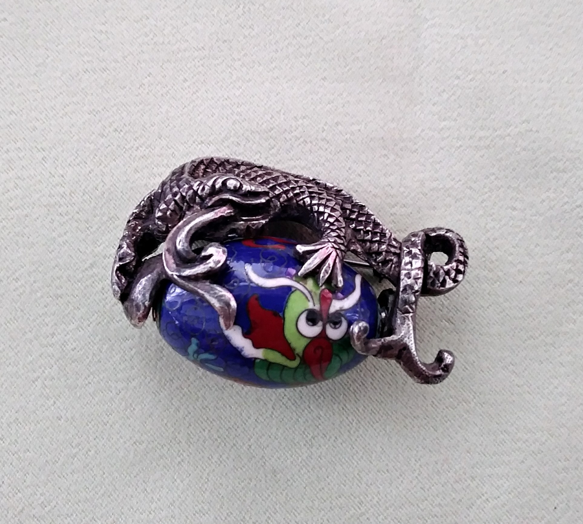 Rare Rice Weiner Dragon Brooch Cloisonne'