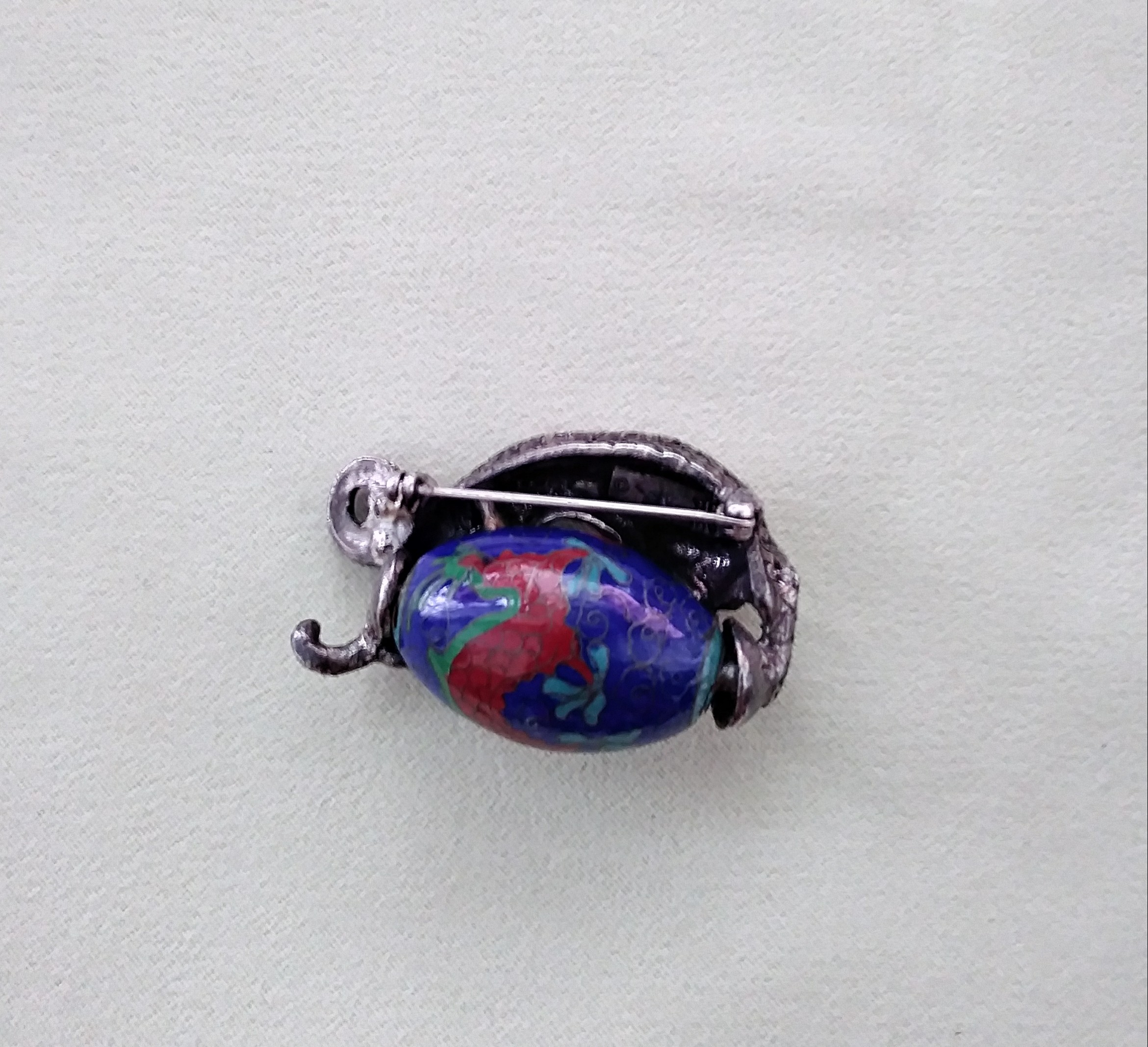 Rare Rice Weiner Dragon Brooch Cloisonne'