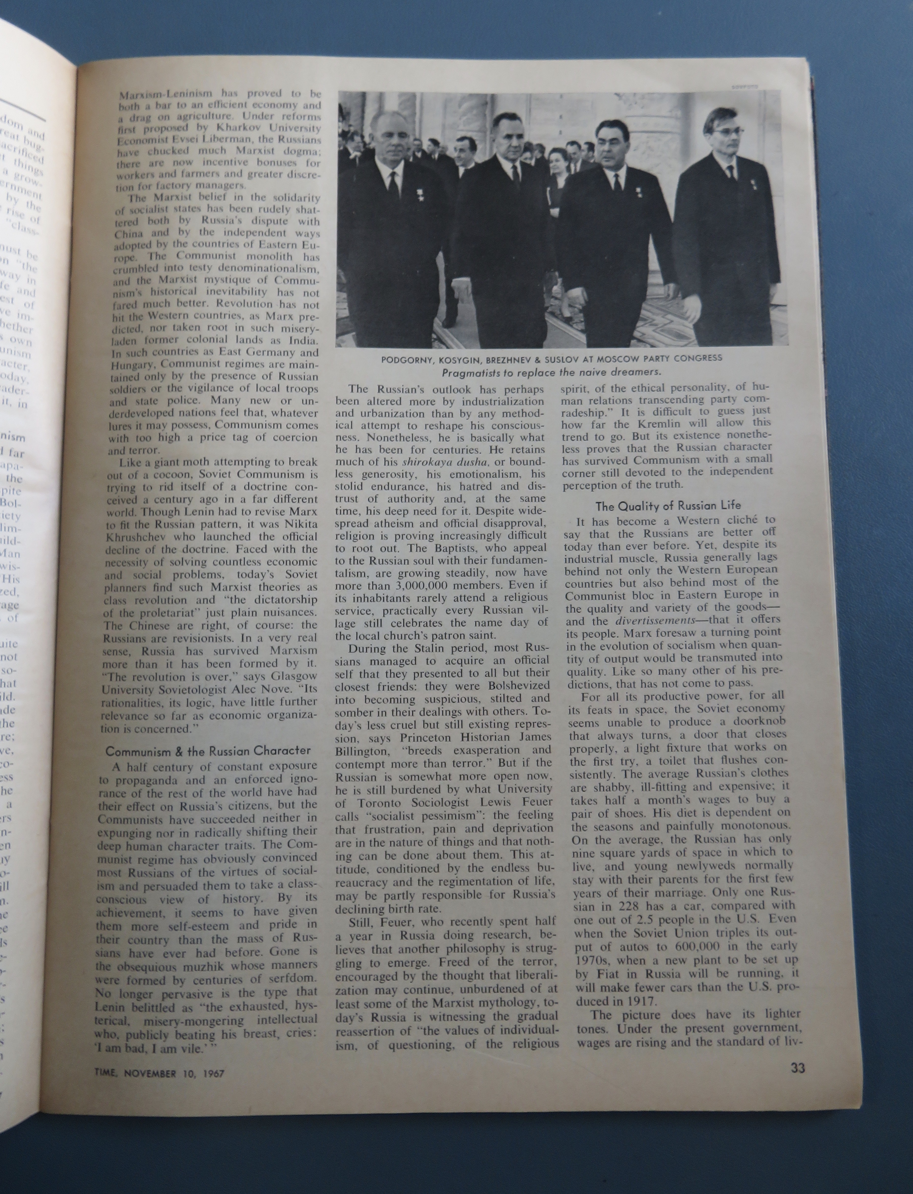 Time Magazine November 10, 1967 How Russia Survived