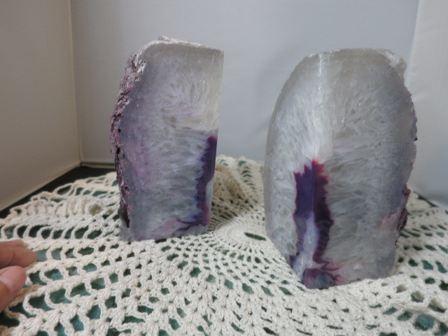 Vintage Purple Agate Gemstone Rock Bookends