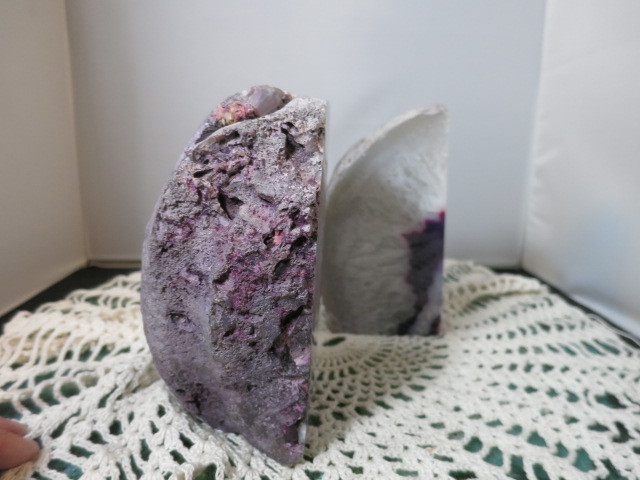 Vintage Purple Agate Gemstone Rock Bookends