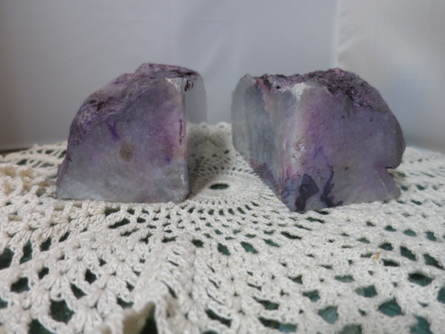 Vintage Purple Agate Gemstone Rock Bookends