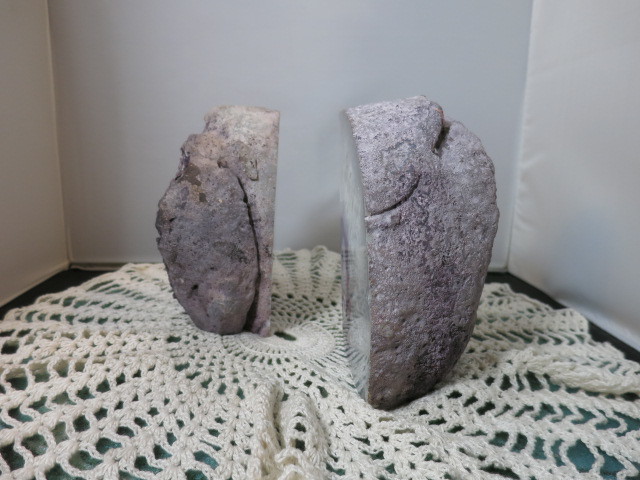Vintage Purple Agate Gemstone Rock Bookends