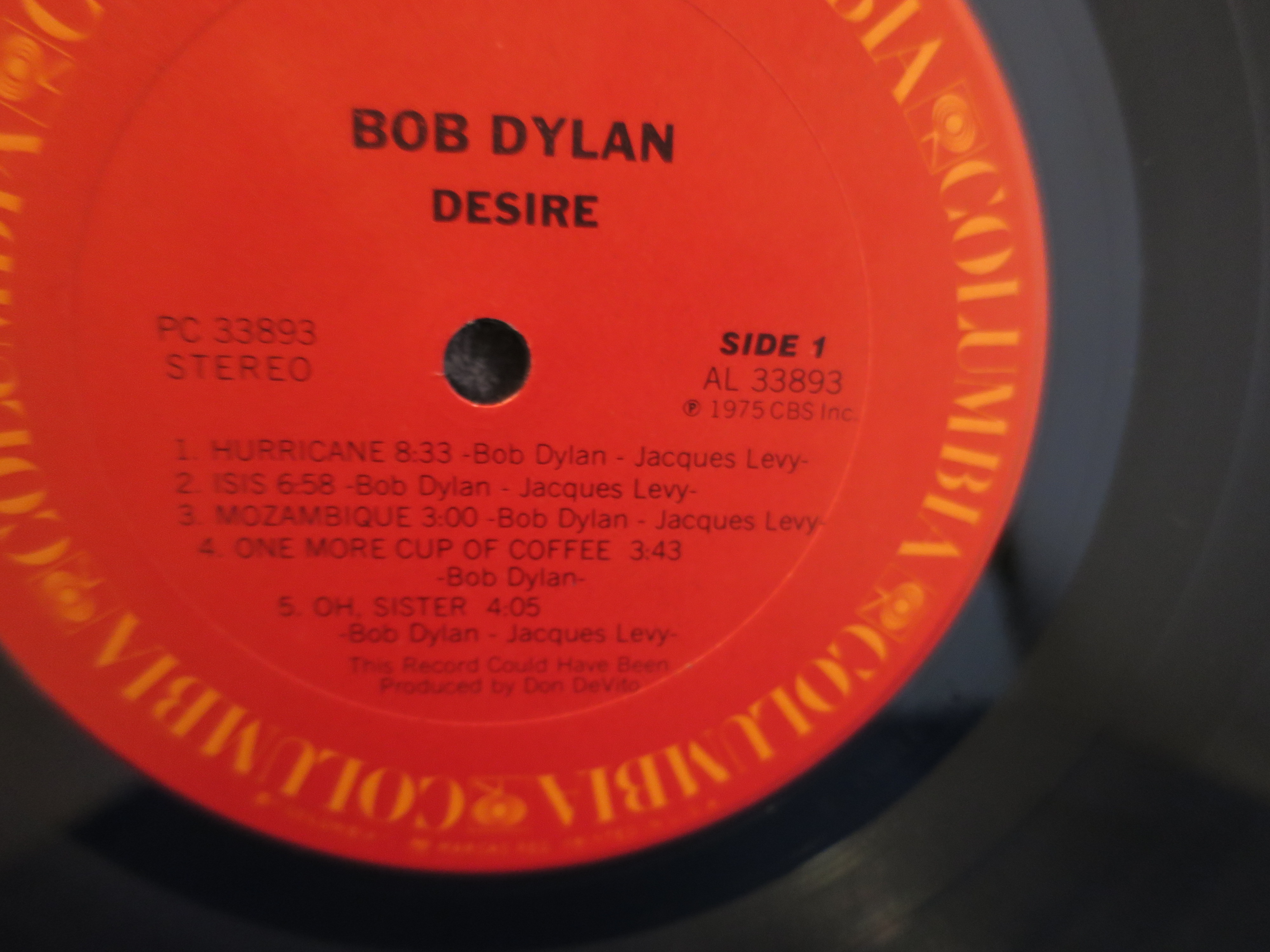 Bob Dylan Desire LP Record Album Columbia PC 33893 1975