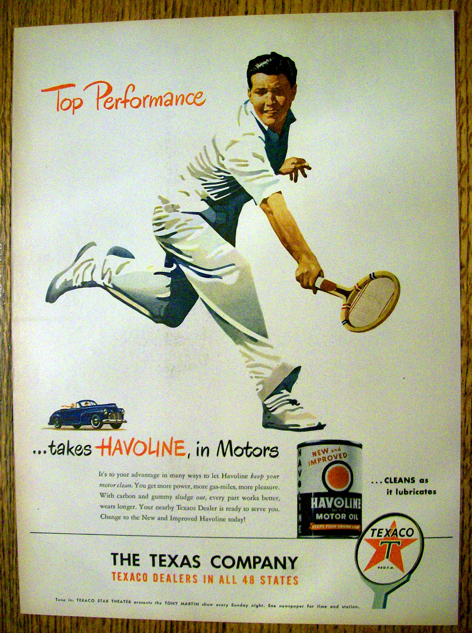 1947 Havoline Motor Oil with Man Playing Tennis