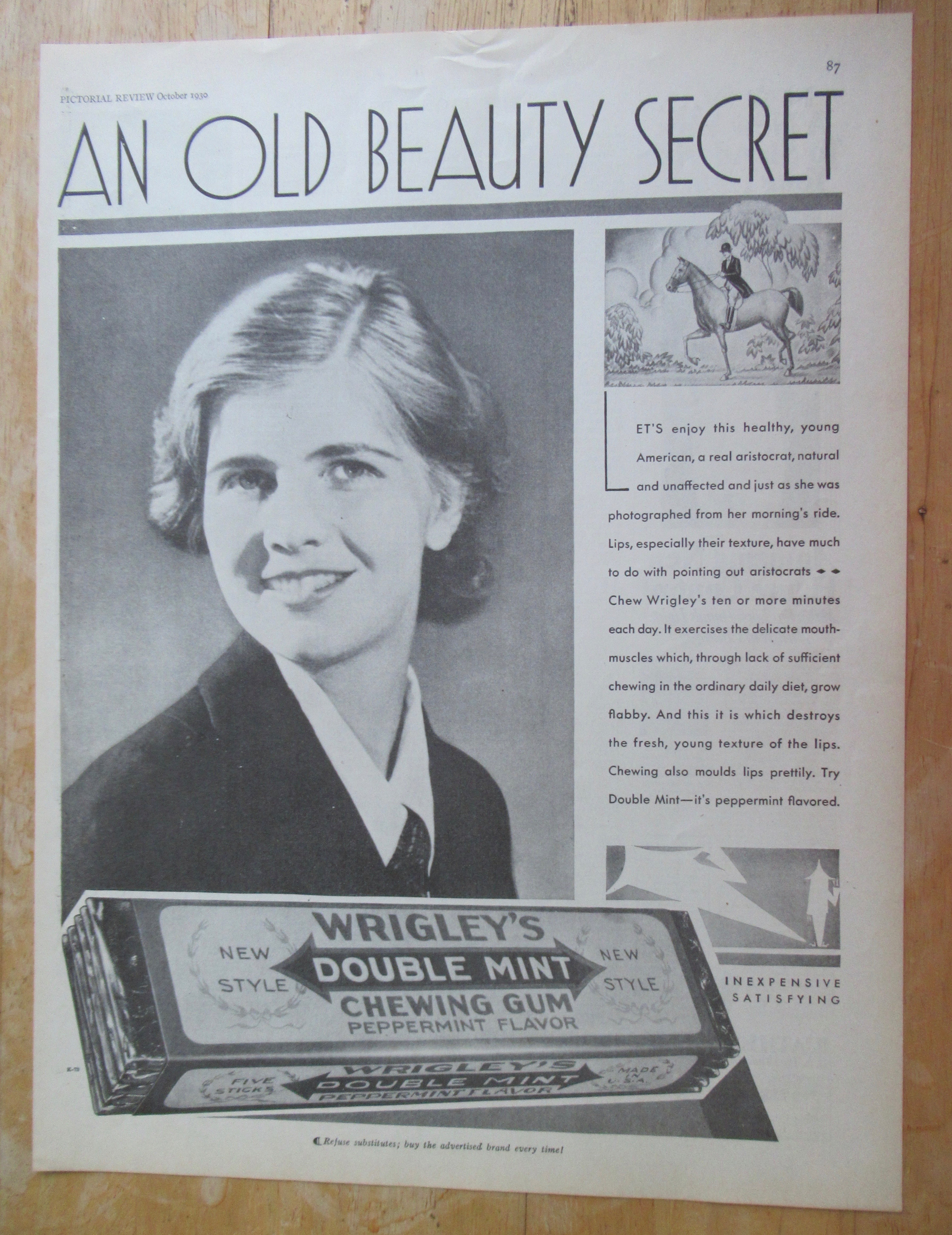 1930 Wrigley's Double Mint Chewing Gum w/ Girl Smiling