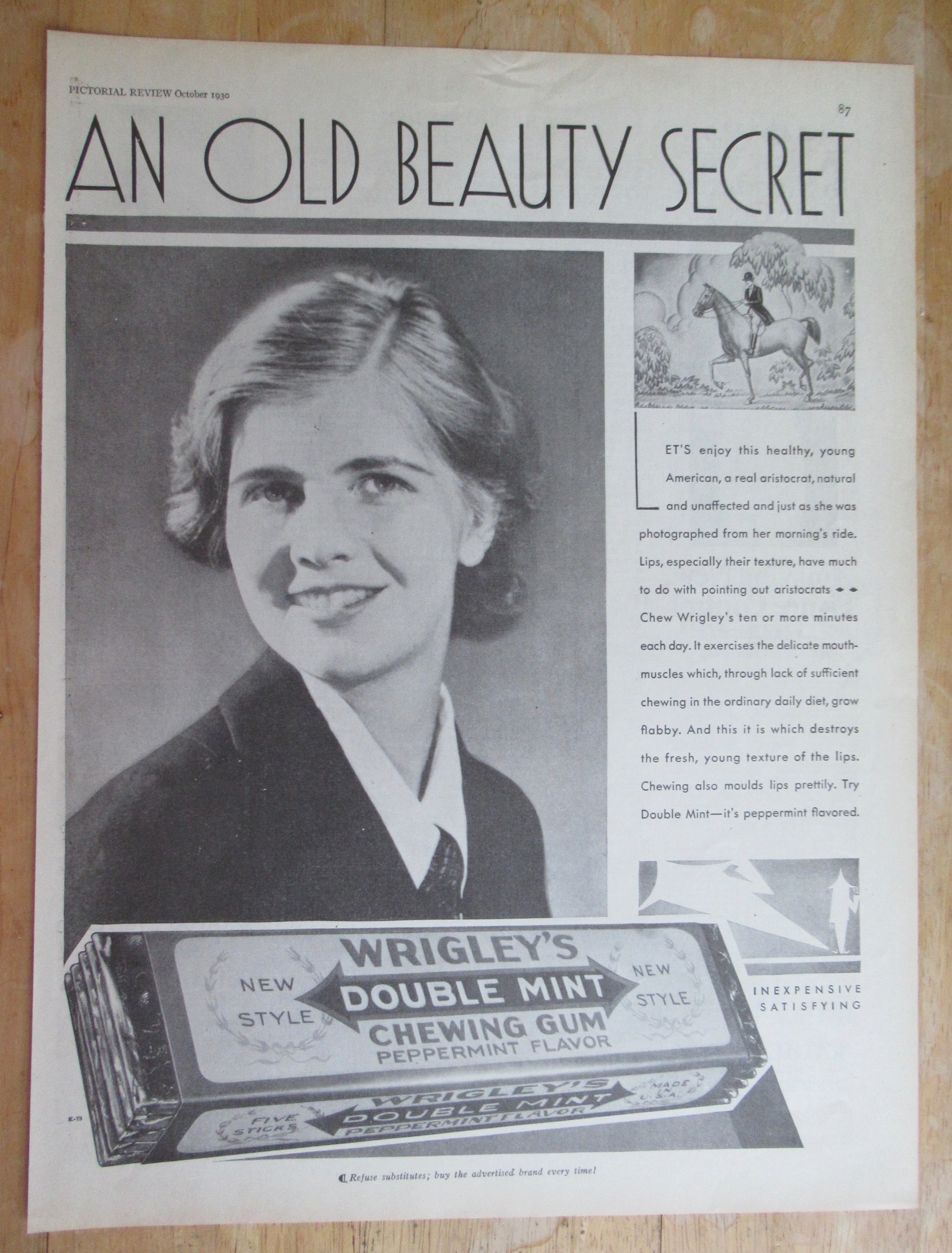 1930 Wrigley's Double Mint Chewing Gum w/ Girl Smiling