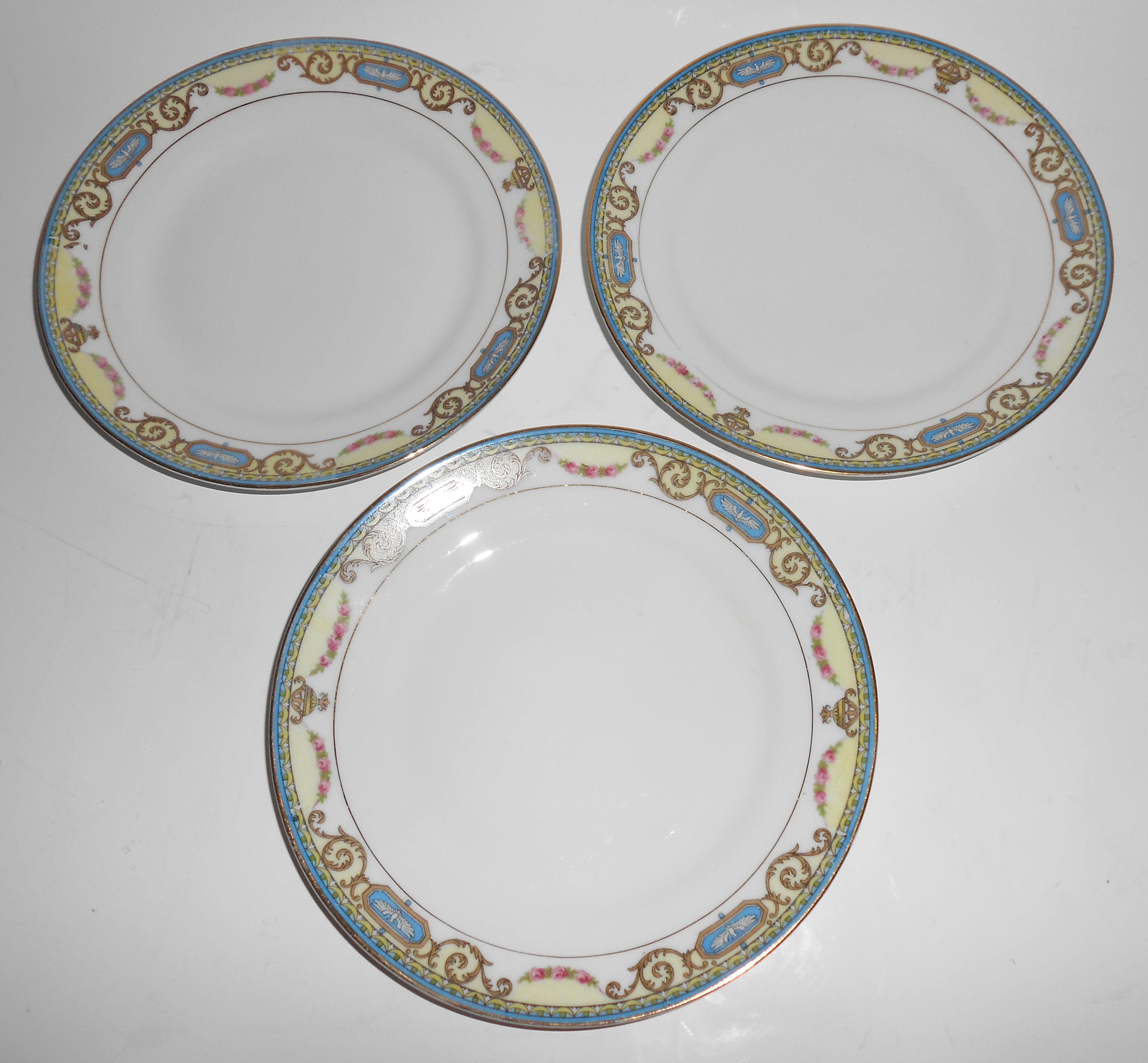 Noritake China Eagle W/Floral Garland Set/3 Bread Plts