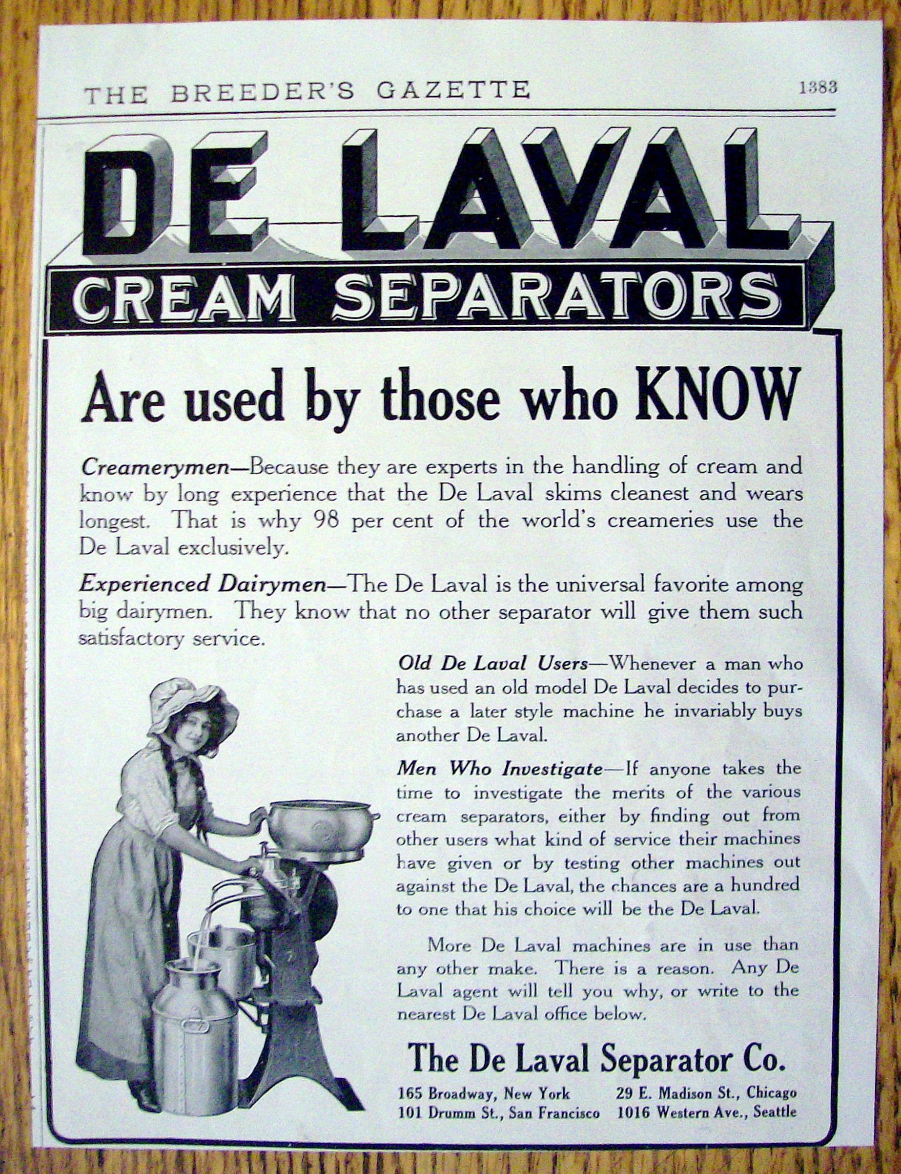 Vintage Ad: 1912 De Laval Cream Separators