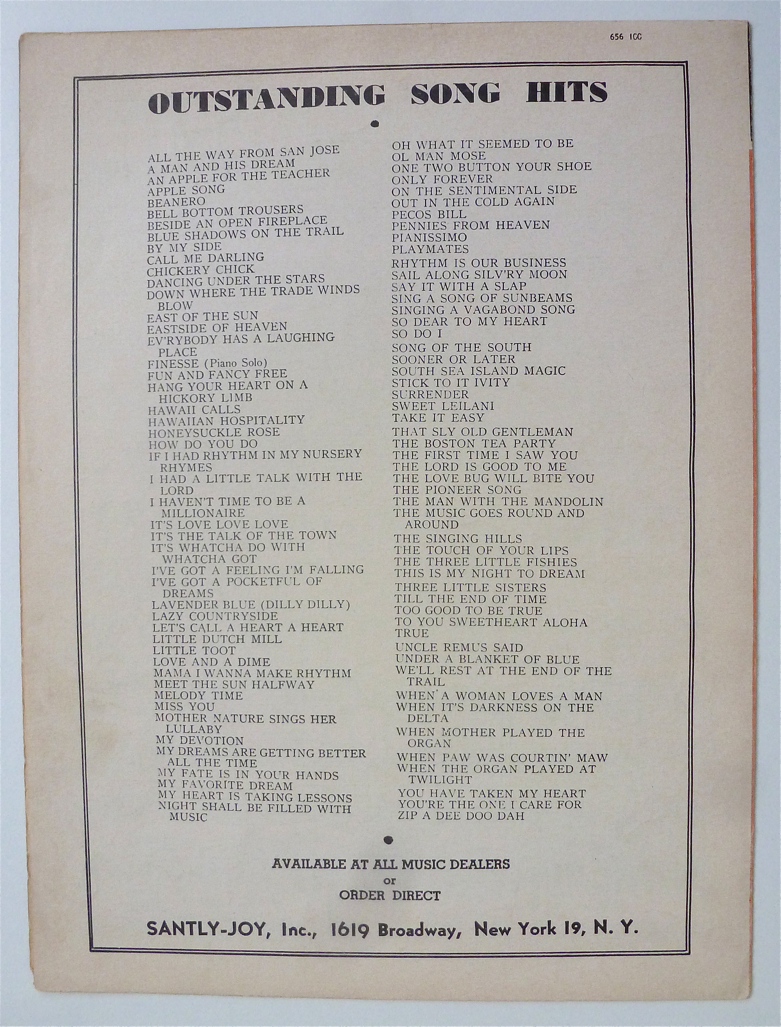 Sheet Music For 1948 So Dear To My Heart