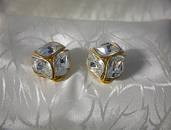 Sparkling Rhinestone Clip Earrings.