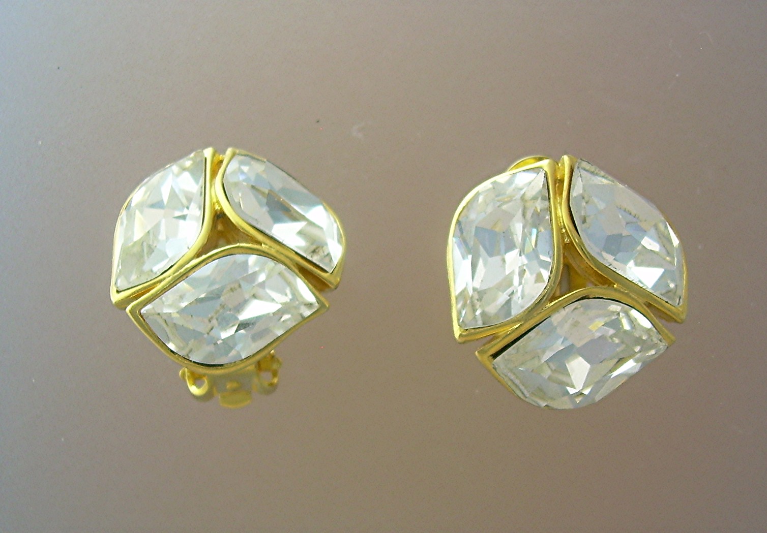 Sparkling Rhinestone Clip Earrings.