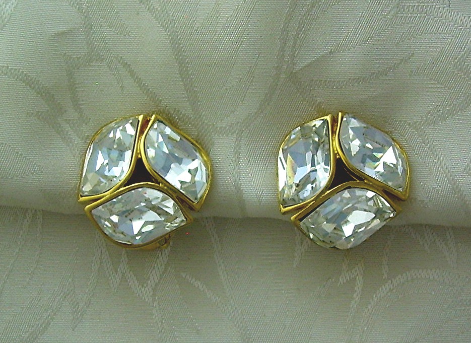 Sparkling Rhinestone Clip Earrings.