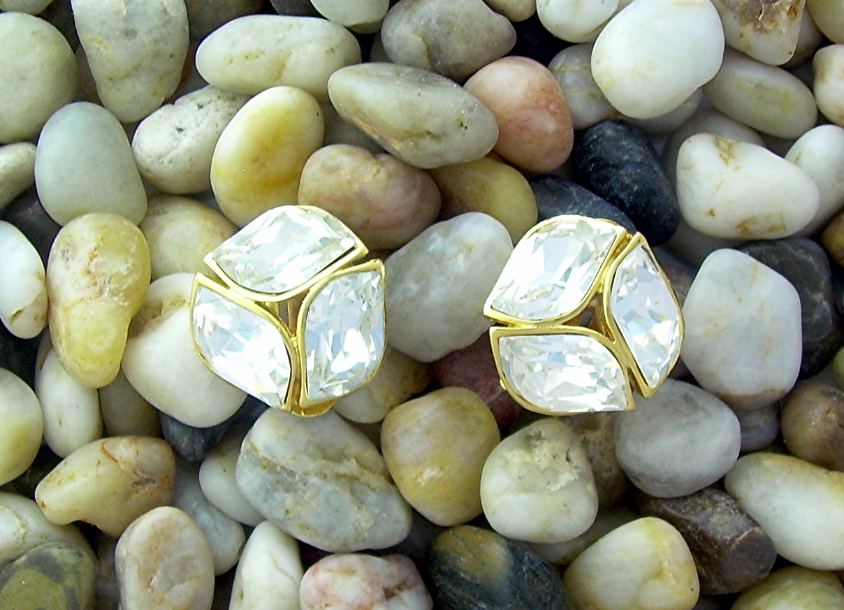 Sparkling Rhinestone Clip Earrings.