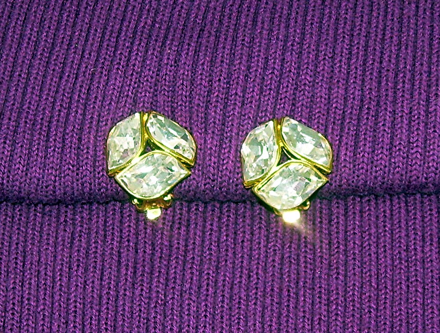 Sparkling Rhinestone Clip Earrings.