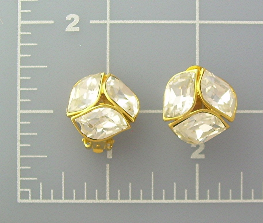 Sparkling Rhinestone Clip Earrings.