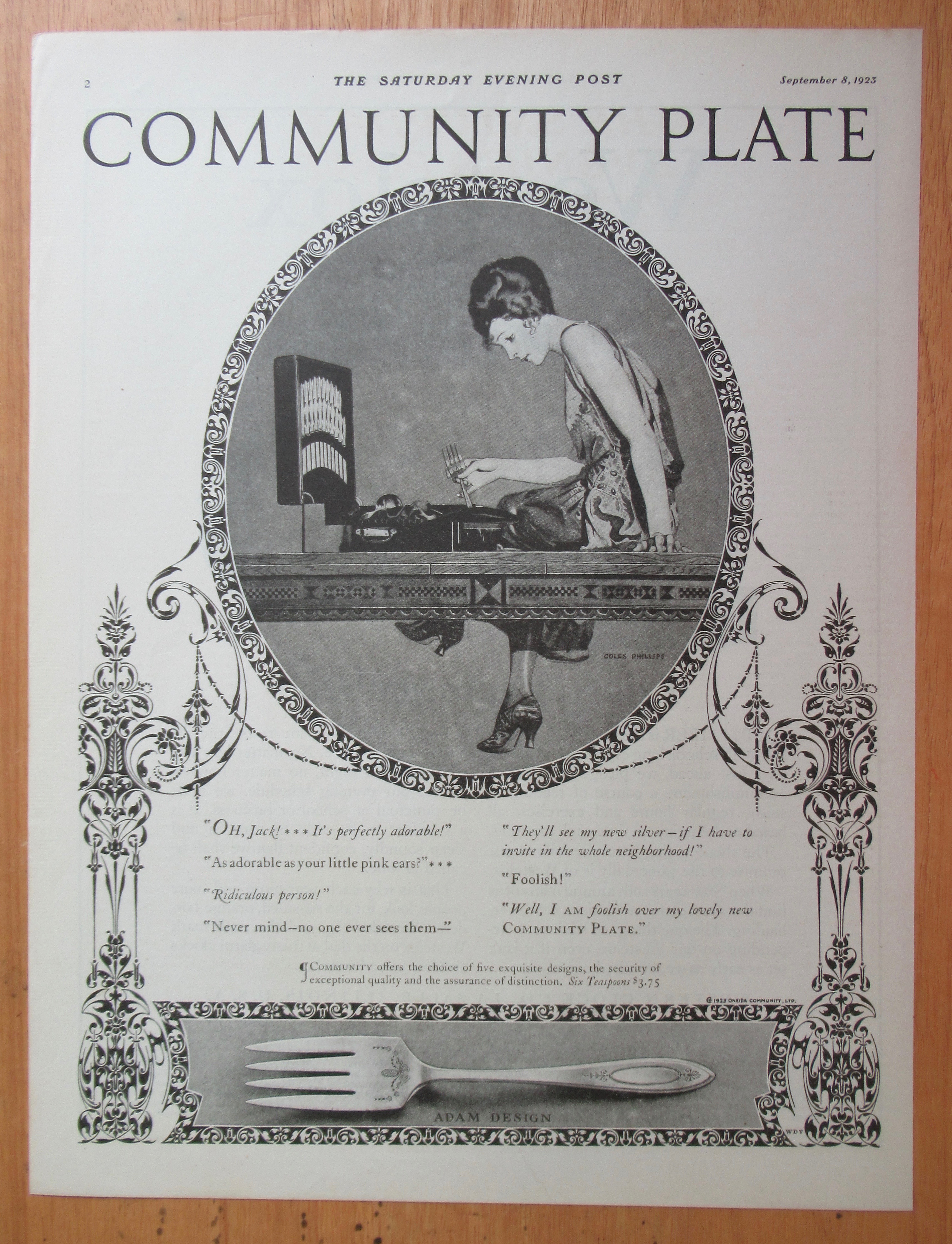 1923 Community Plate Silverware with Woman & Silverware