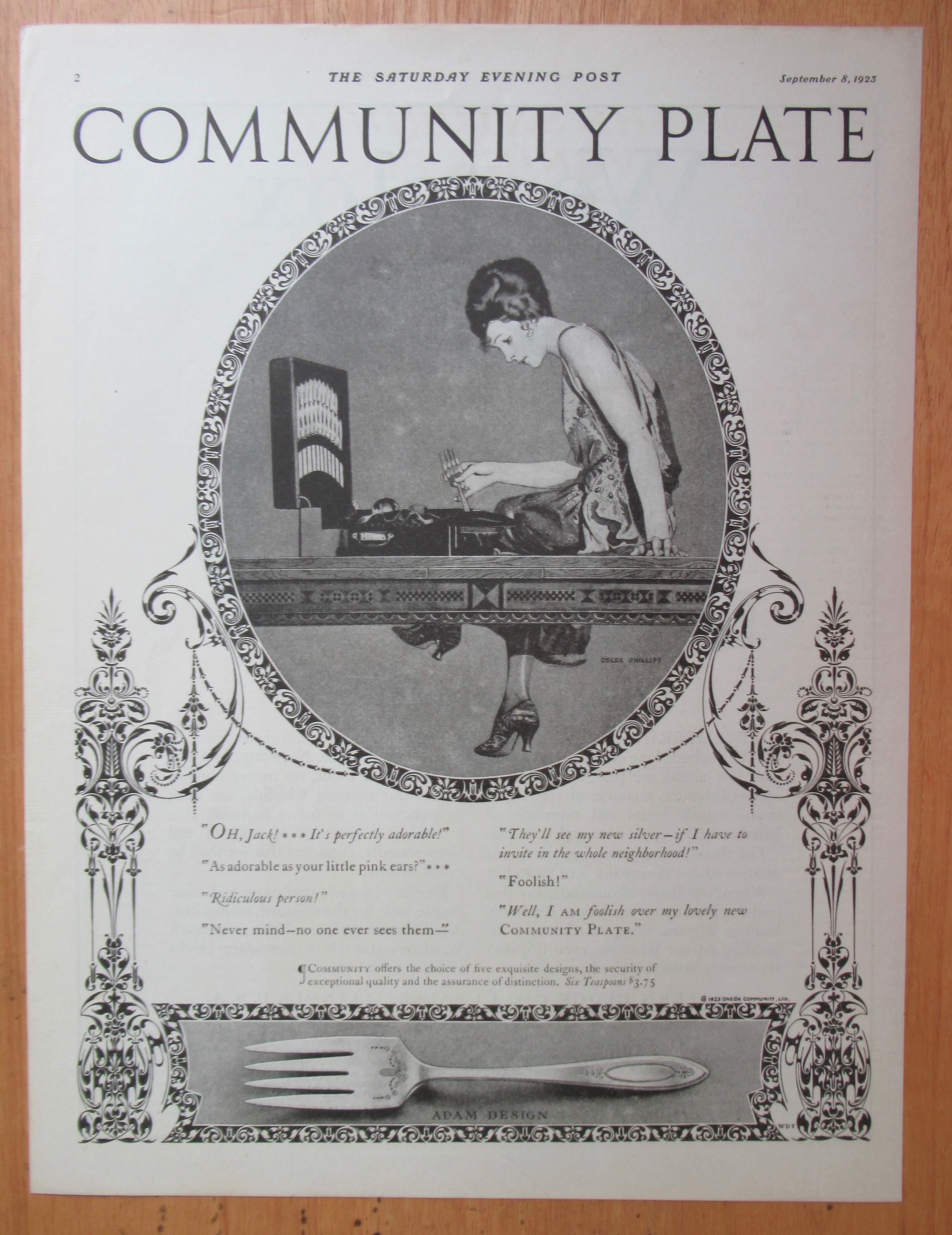 1923 Community Plate Silverware with Woman & Silverware