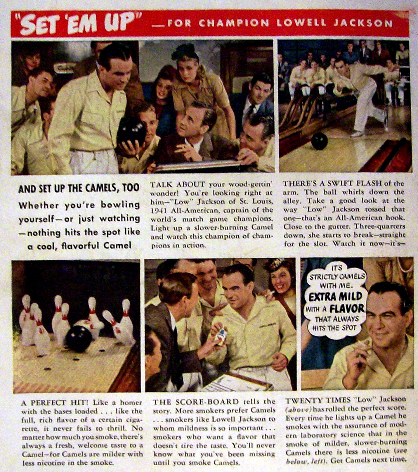 1942 Camel Cigarettes w/Champion Bowler Lowell Jackson