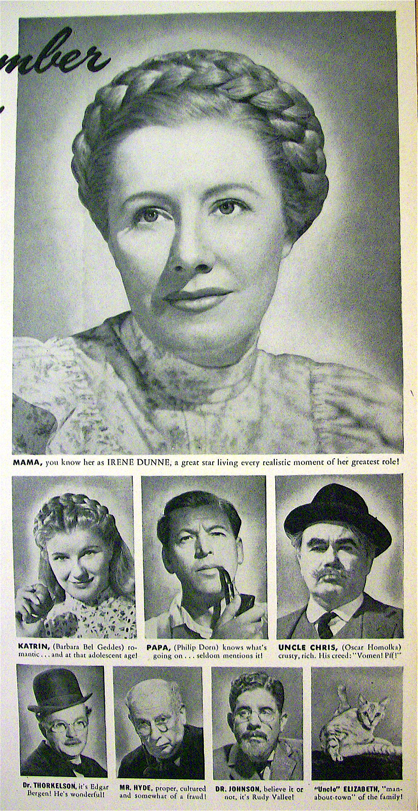 1948 I Remember Mama with Irene Dunne & Edgar Bergen