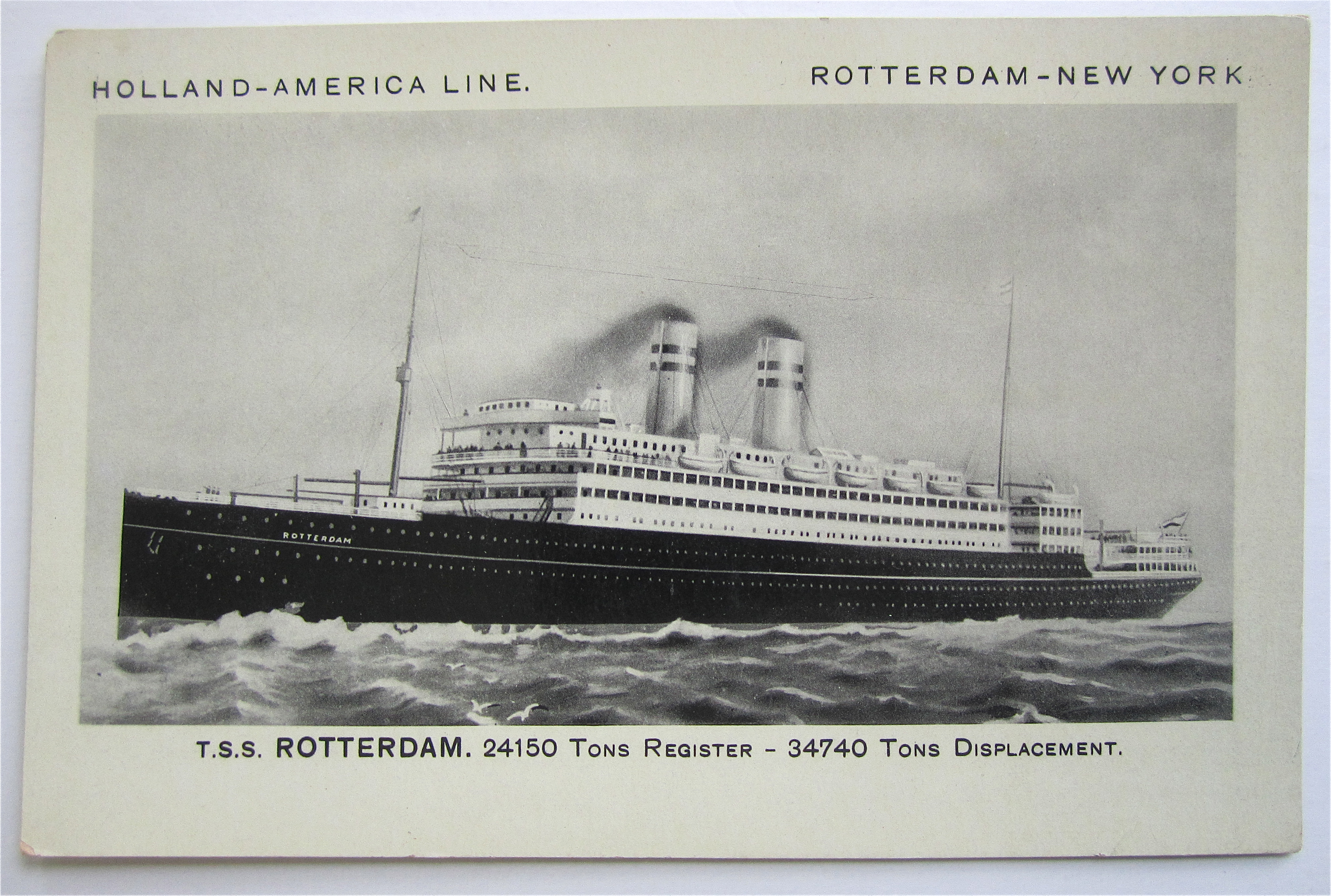 T. S. S. Rotterdam Postcard