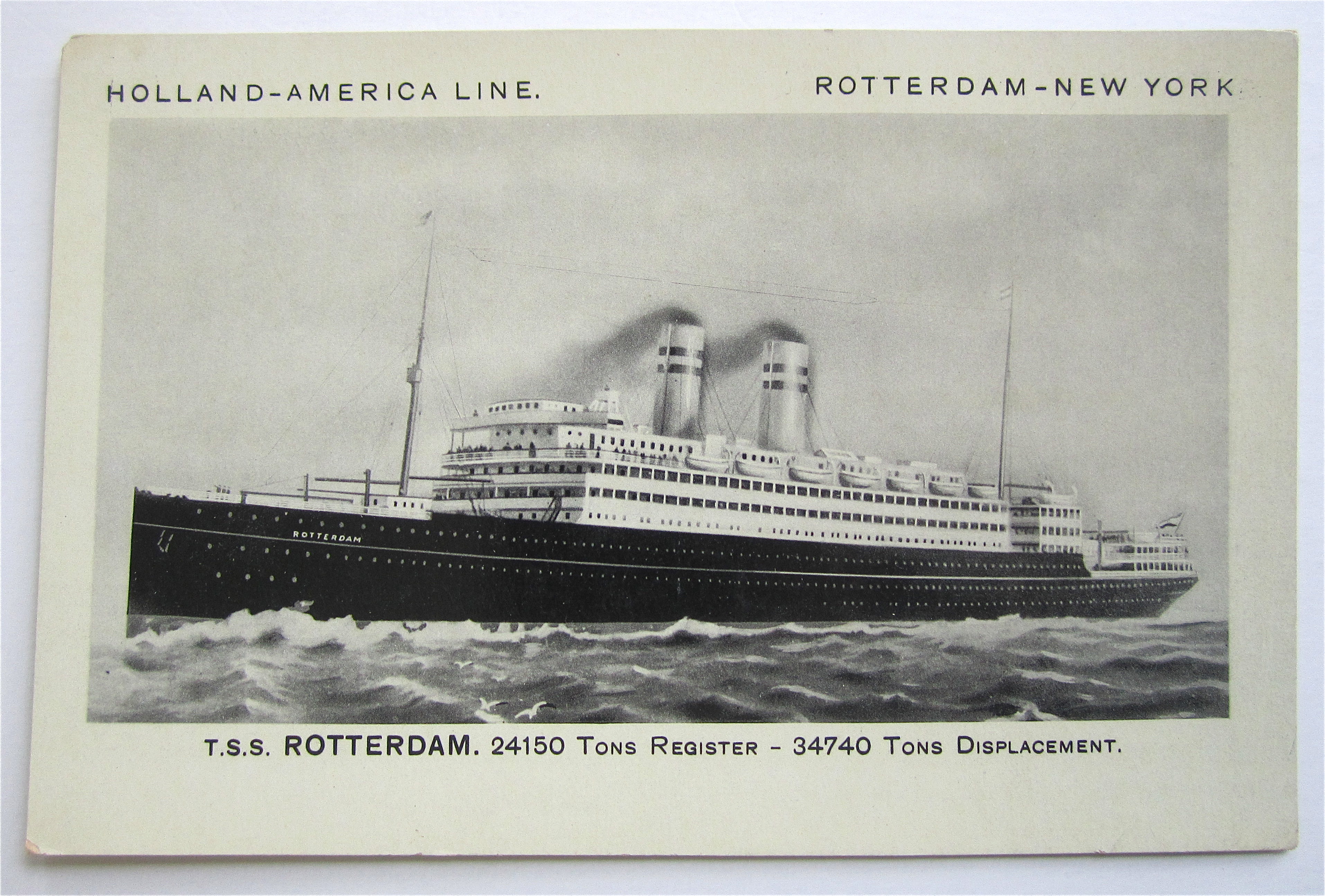 T. S. S. Rotterdam Postcard