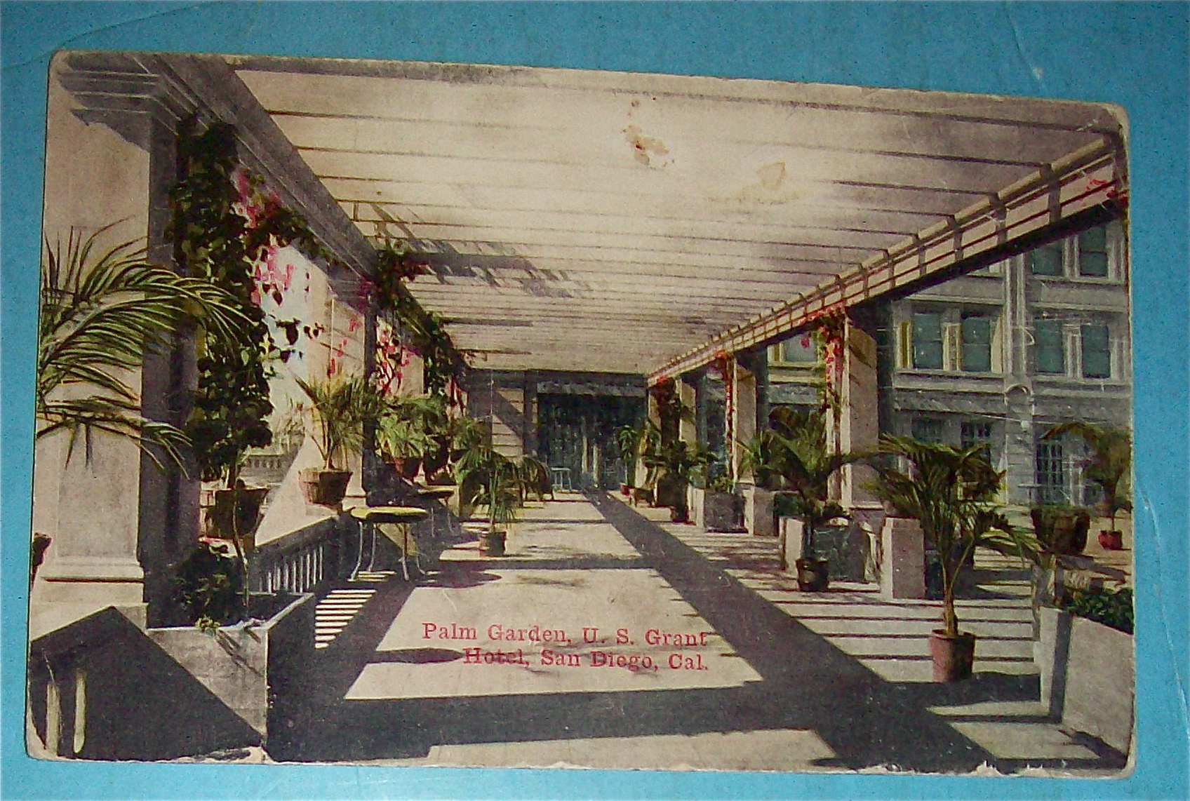 Palm Garden U.S. Grant Hotel Postcard (San Diego, Cal)