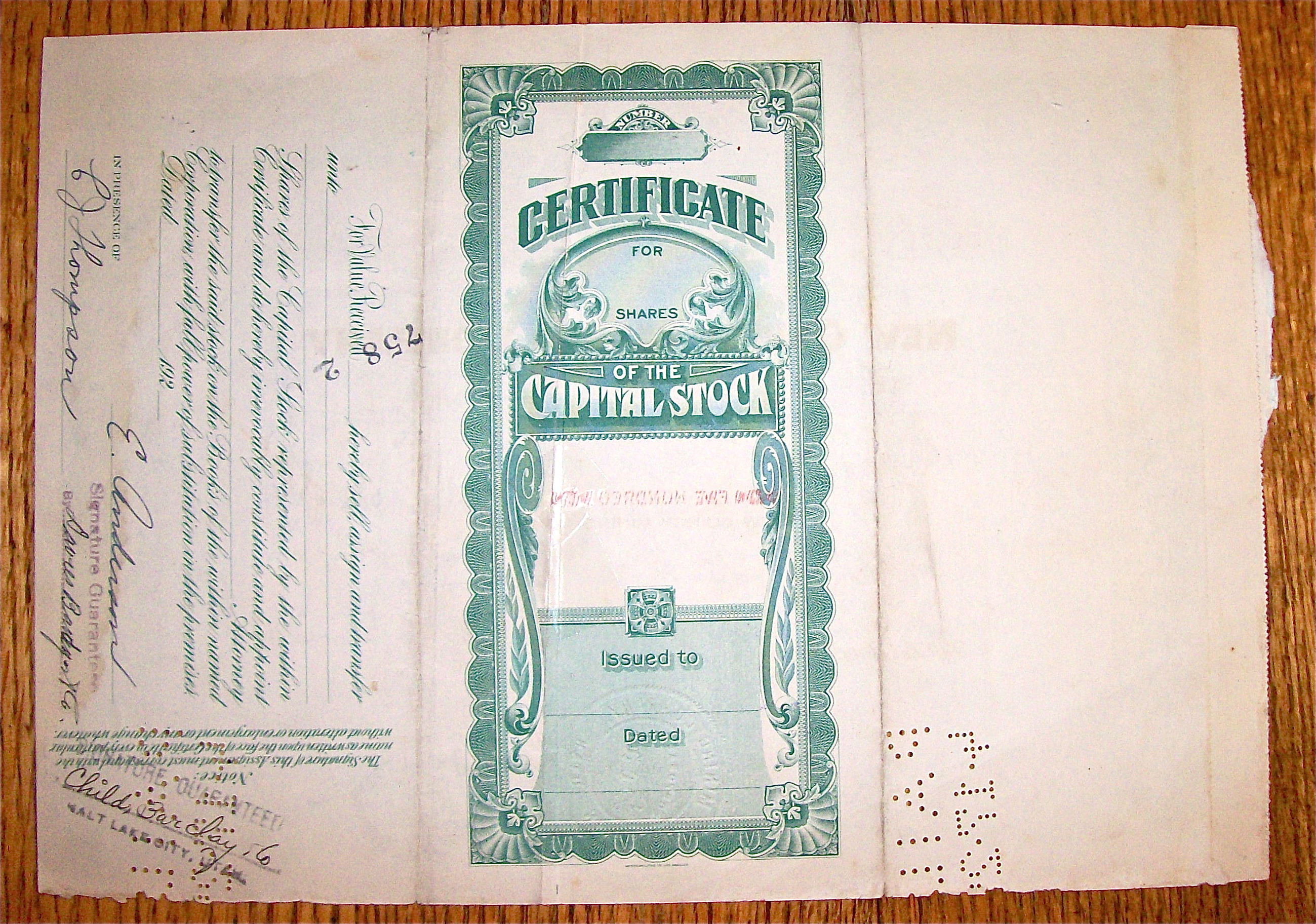 1920's New Quincy Mining Company Stock Certificate