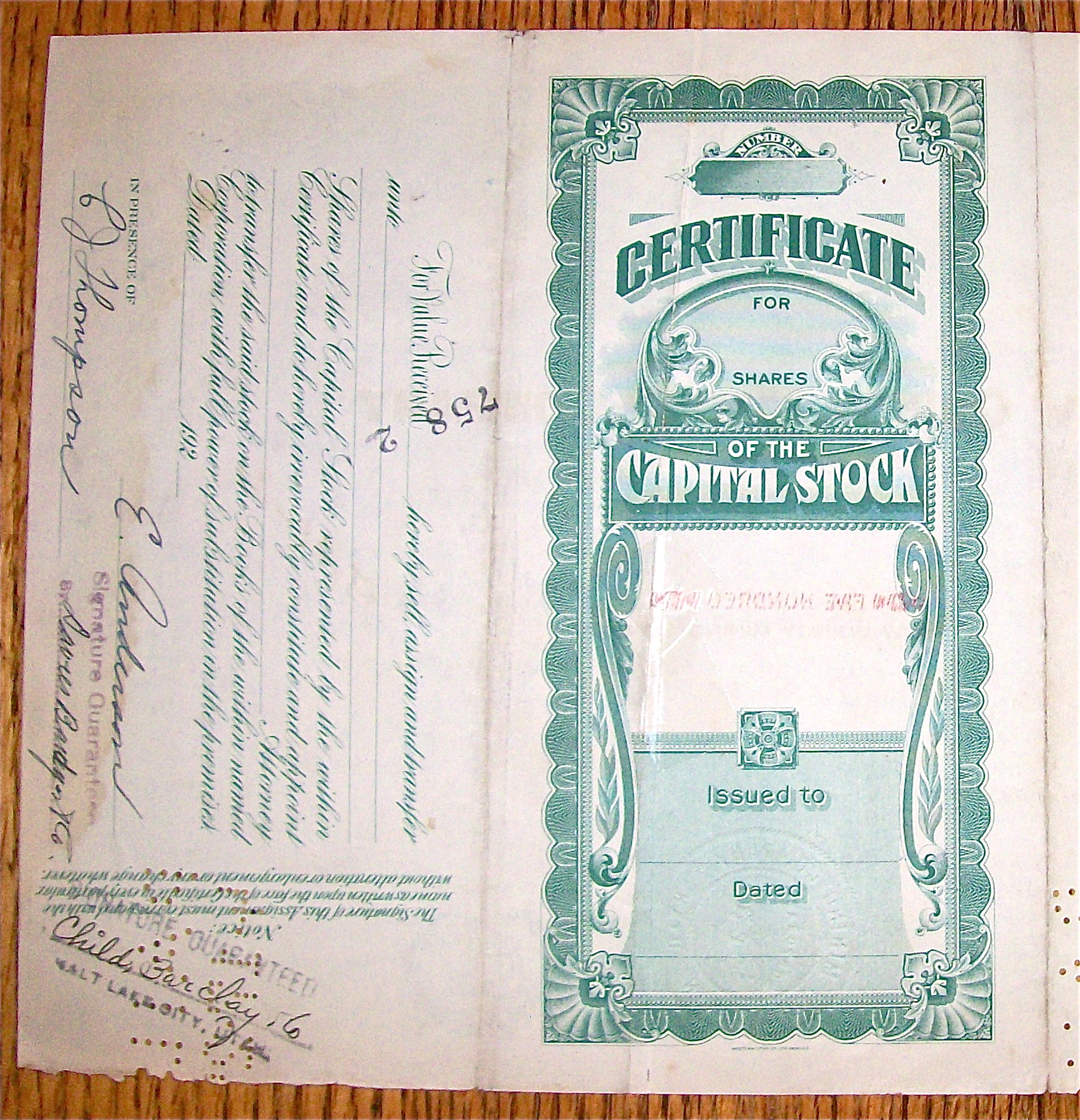 1920's New Quincy Mining Company Stock Certificate