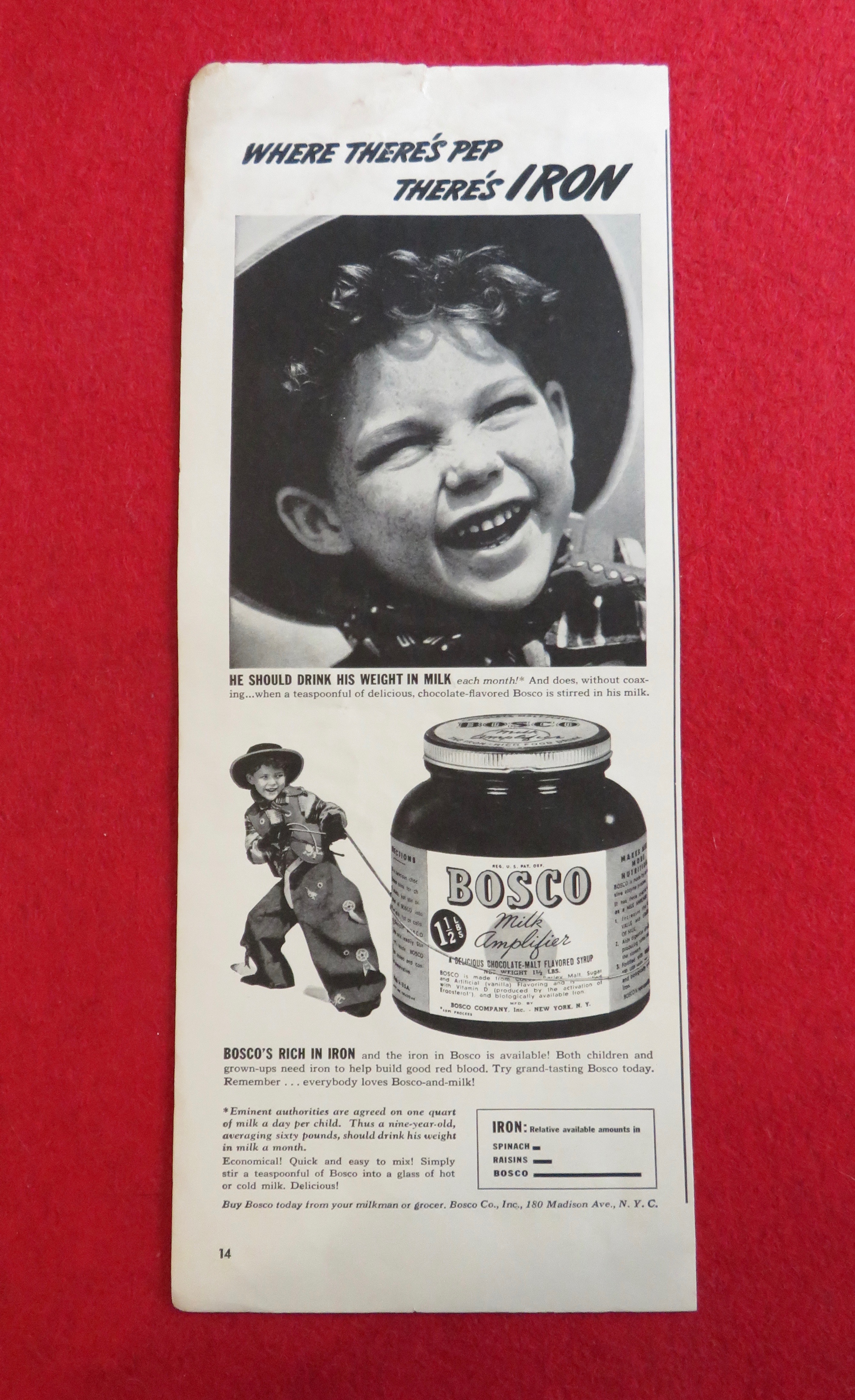 1941 Bosco Milk Amplifier w/Boy Dressed As Cowboy