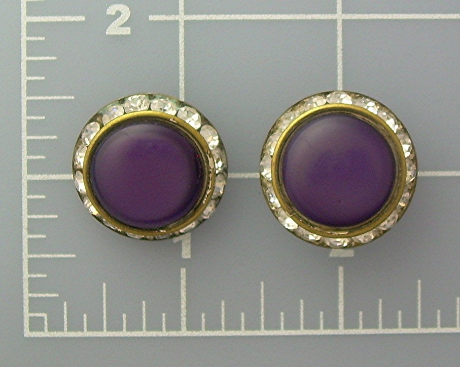 Silvertone Lucite & Rhinestone Clip Earrings.