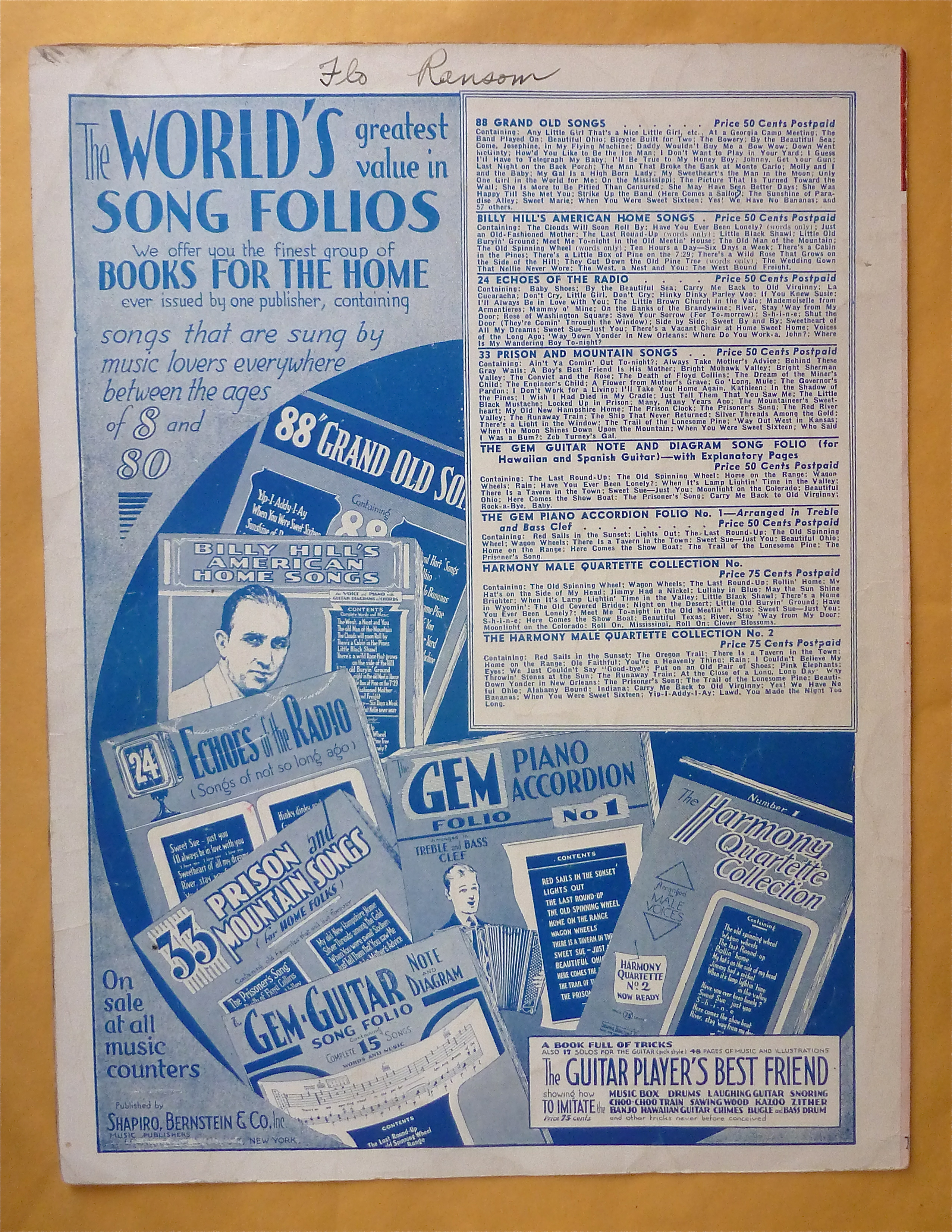 Sheet Music For 1941 Somebody Else Is Taking My Place