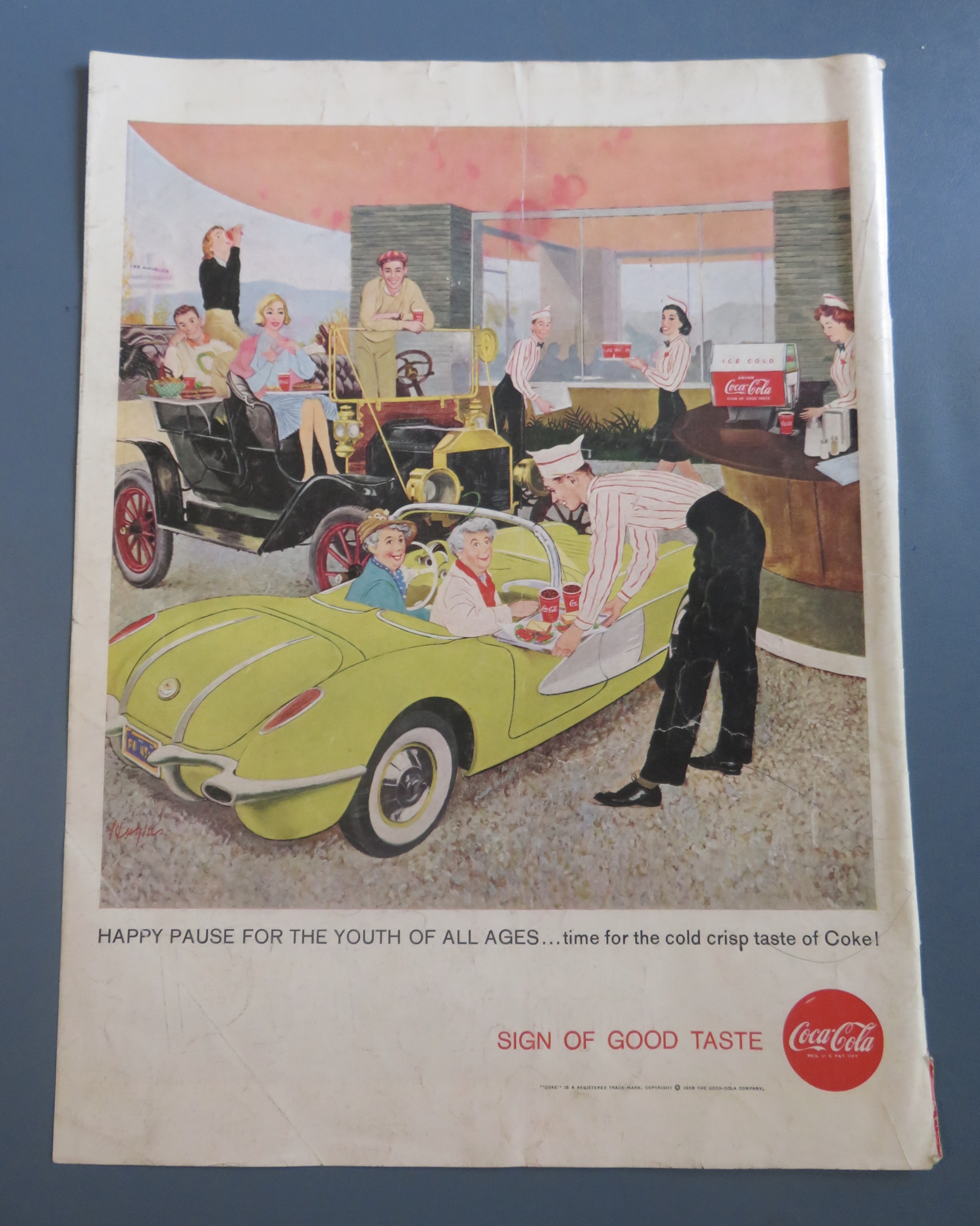 1958 Coca Cola (Coke) w/Old Fashioned Car & Sportscar