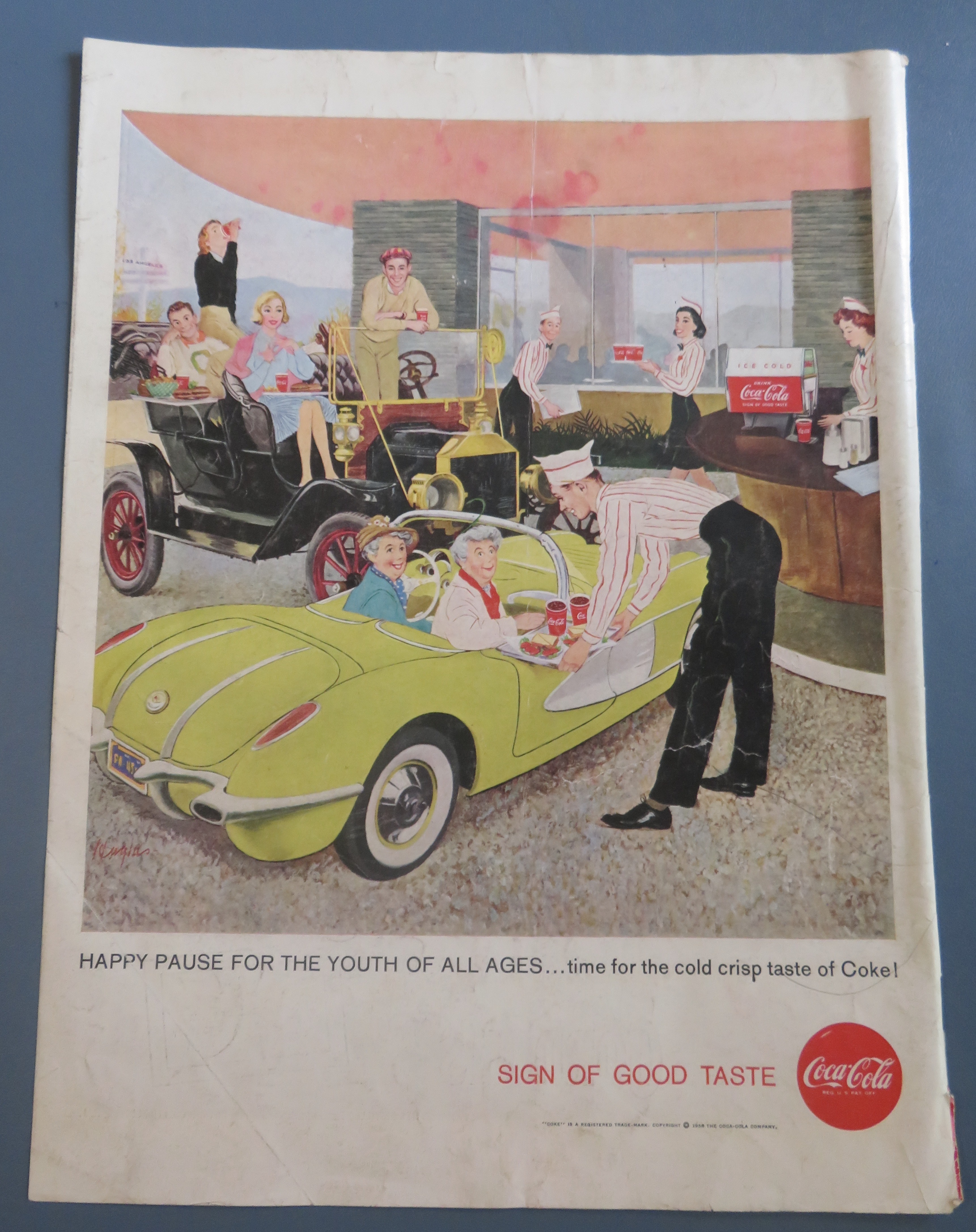 1958 Coca Cola (Coke) w/Old Fashioned Car & Sportscar