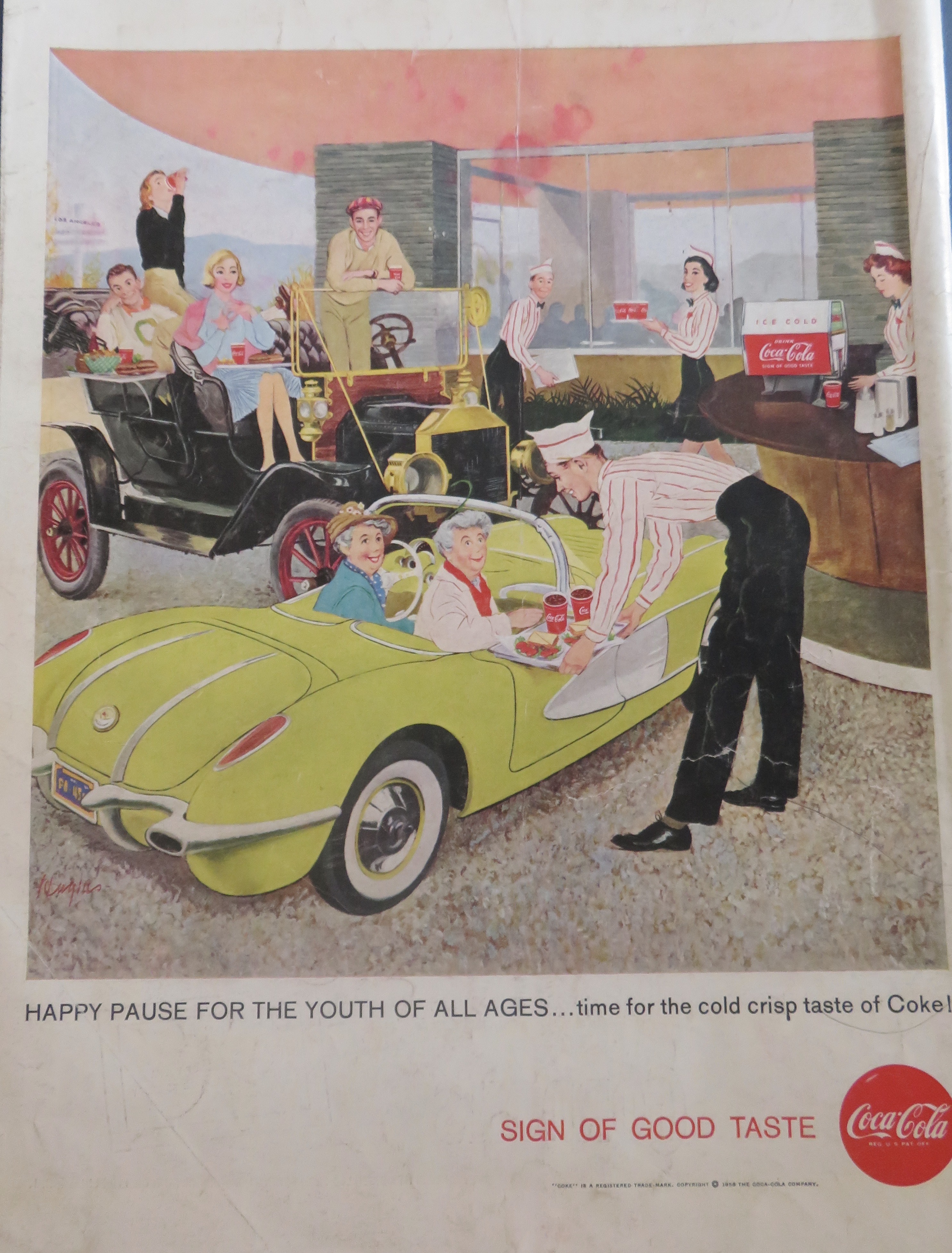 1958 Coca Cola (Coke) w/Old Fashioned Car & Sportscar