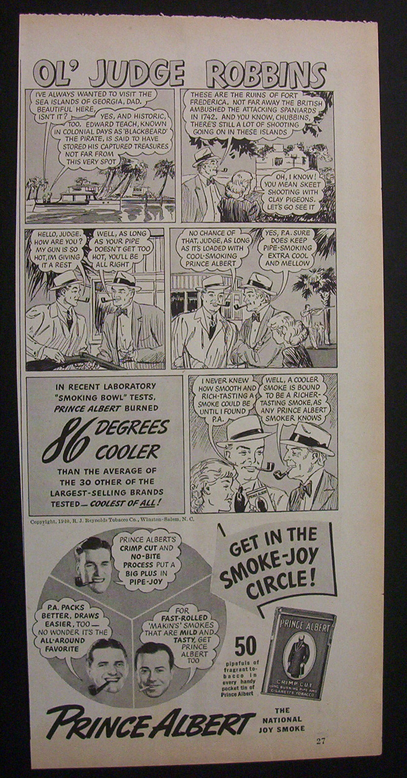 1940  Prince Albert Tobacco with Ol' Judge Robbins