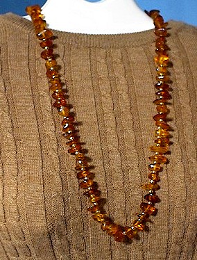 26 Inch Strand Of Golden Amber Nugget Beads