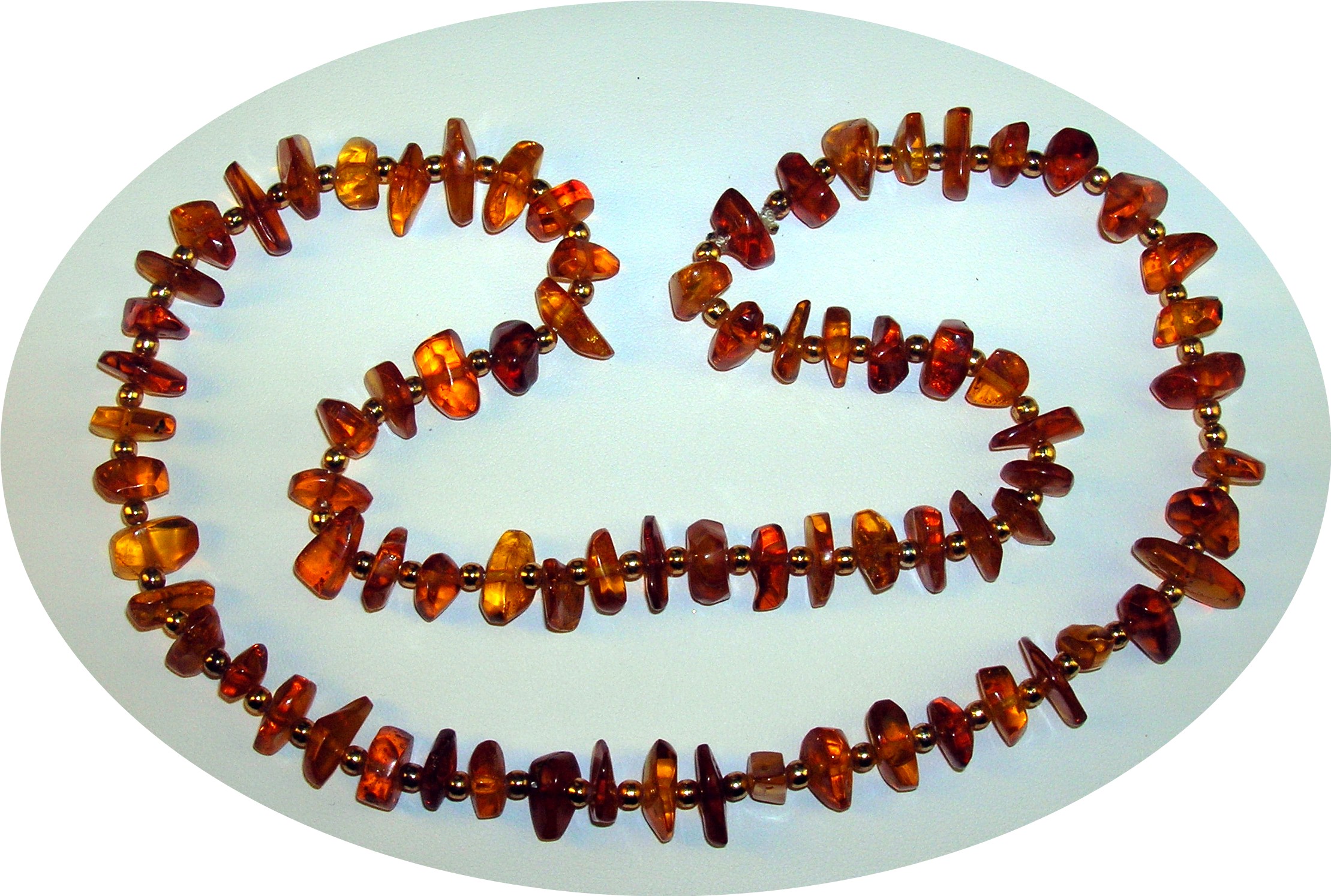 26 Inch Strand Of Golden Amber Nugget Beads