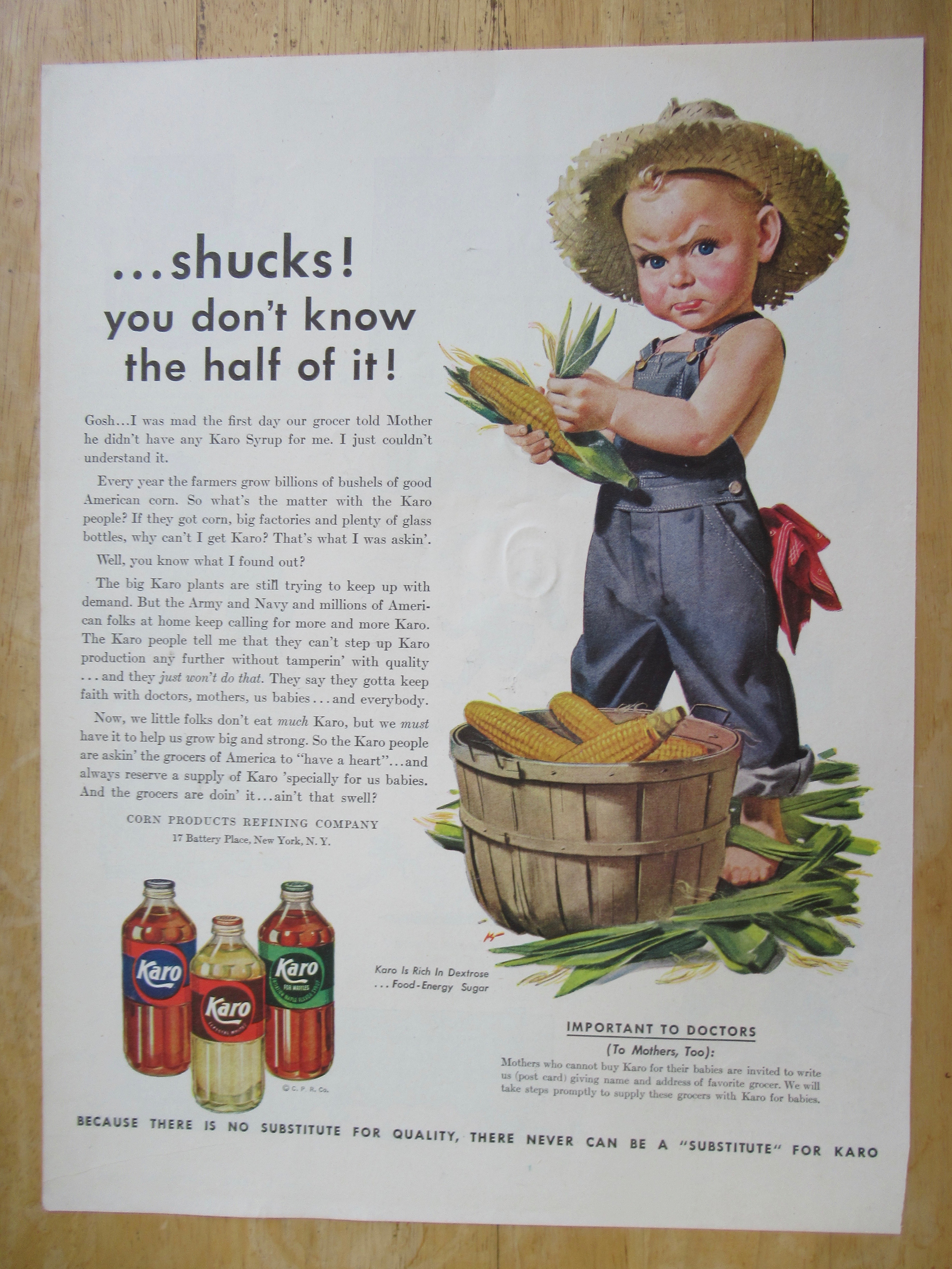 1943 Karo Syrup with the Karo Kid