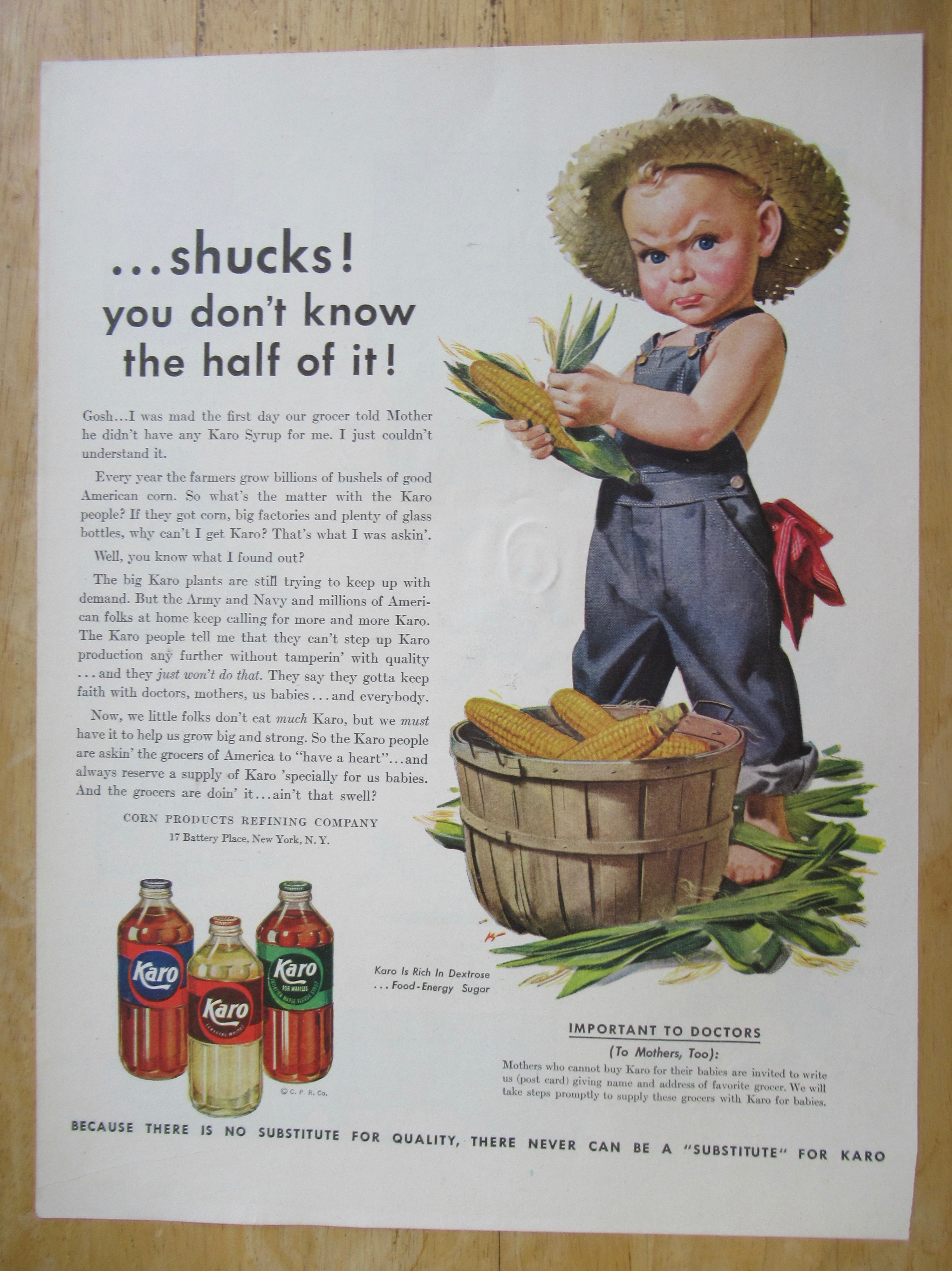 1943 Karo Syrup with the Karo Kid