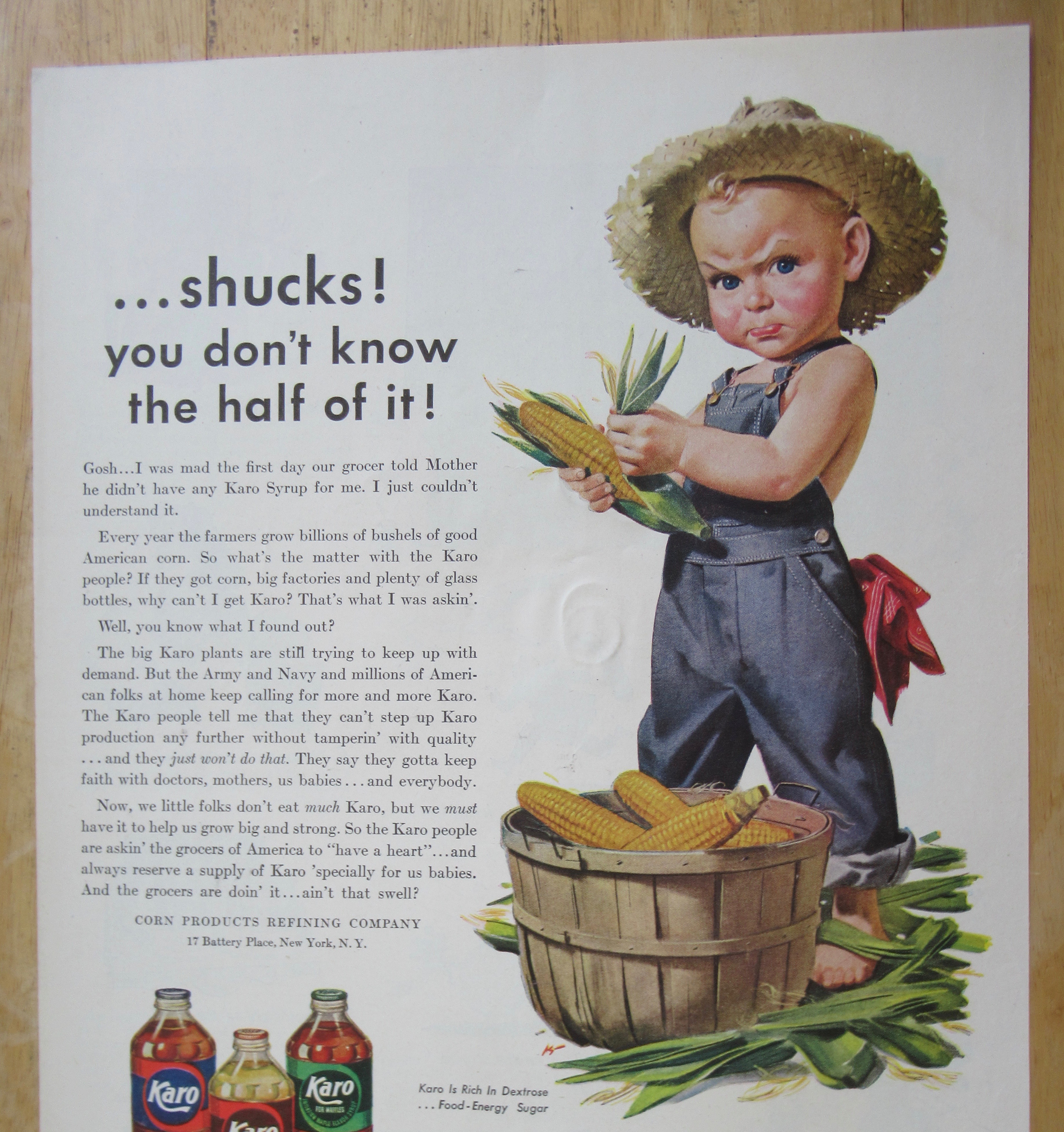 1943 Karo Syrup with the Karo Kid