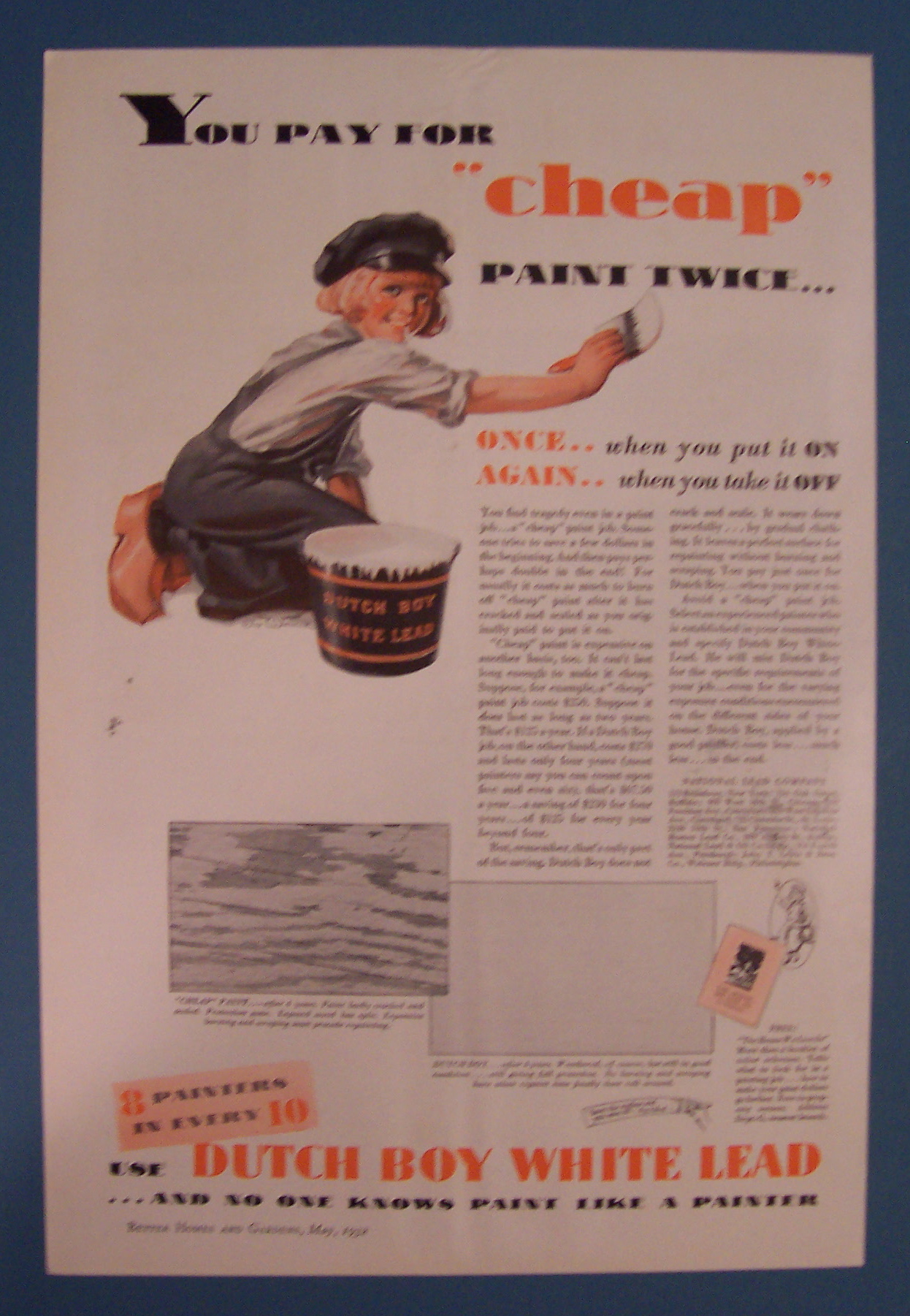 1932 Dutch Boy White Lead Paint w/Dutch Boy Painting