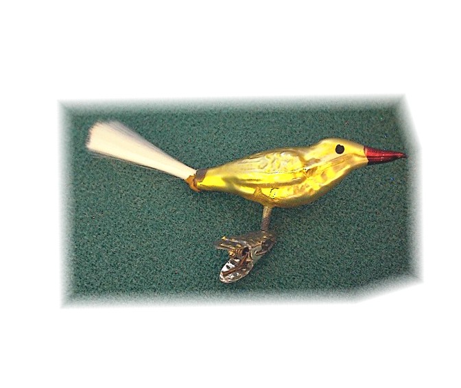 Christmas Gold Bird1950s Hand Blown Glass Germany