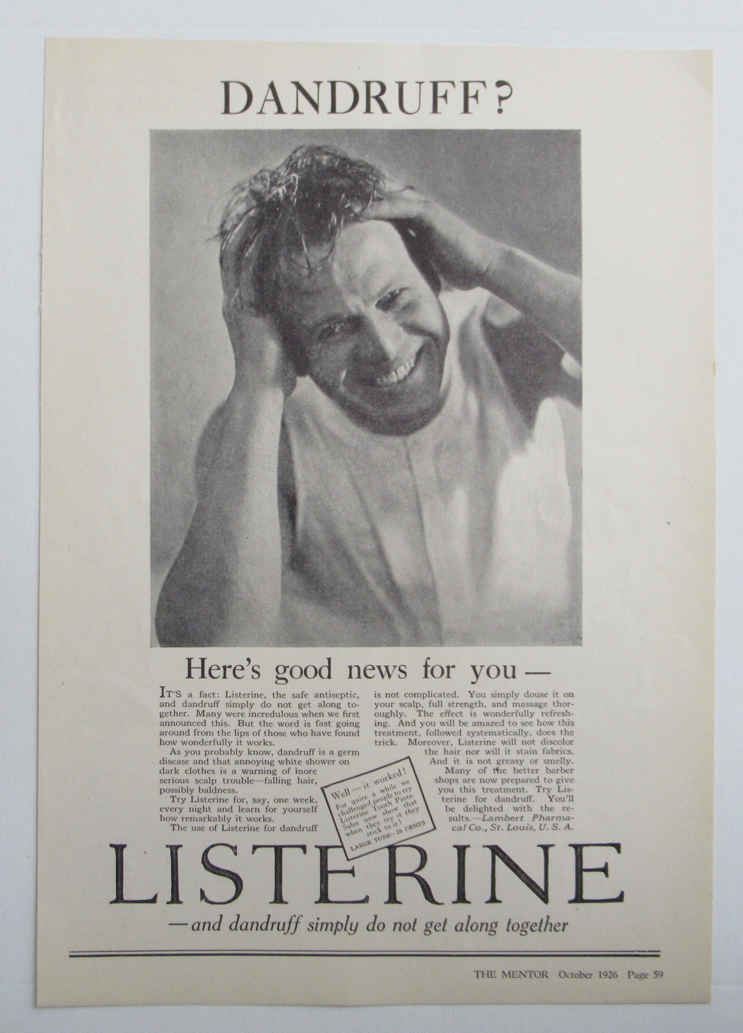 1926 Listerine with Man With Fingers In His Hair