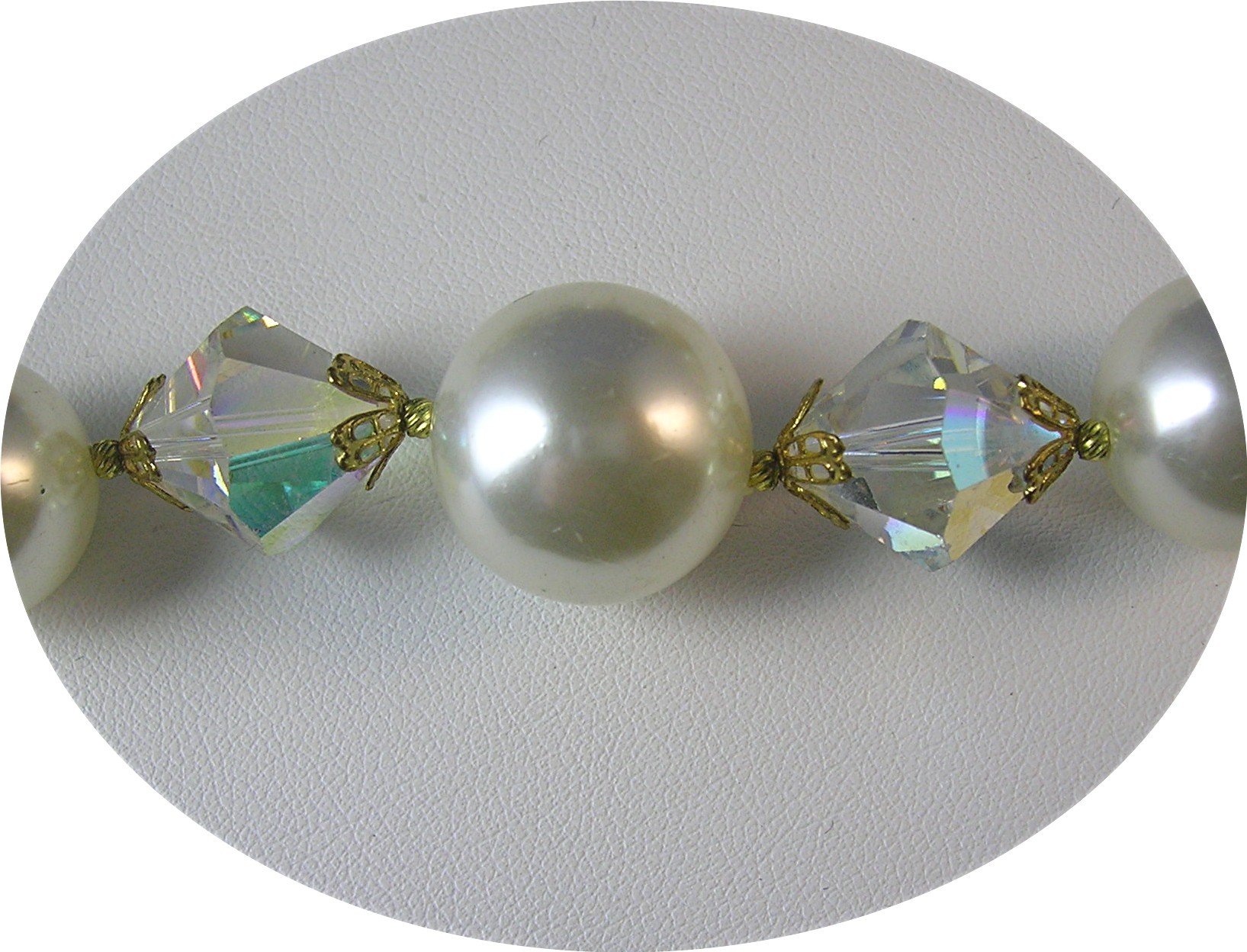 Faceted Glass &Pearl Necklace & Earrings